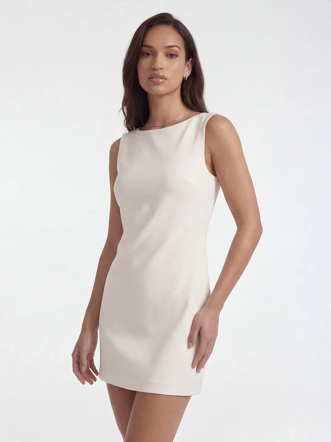 Boatneck Bow Back A-line Mini Dress
