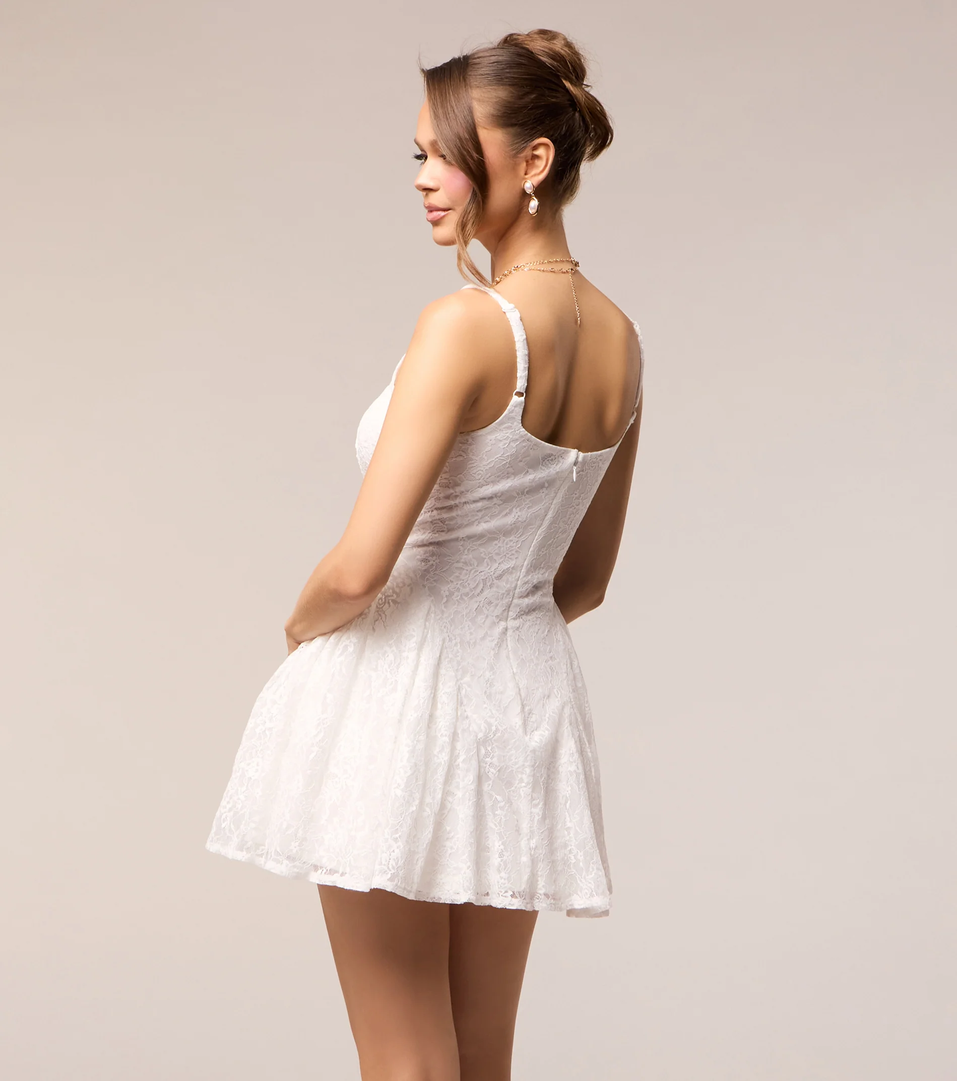 Save The Date Lace Mini Dress - luluinthesky