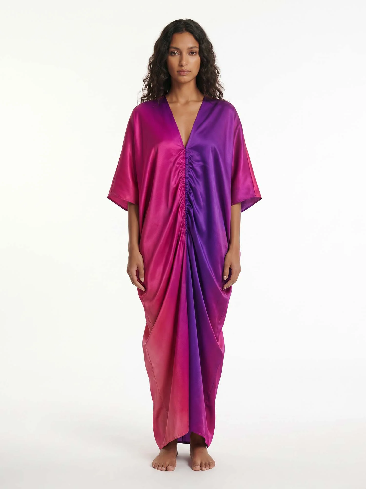 Violet Ombre Drape Maxi Dress
