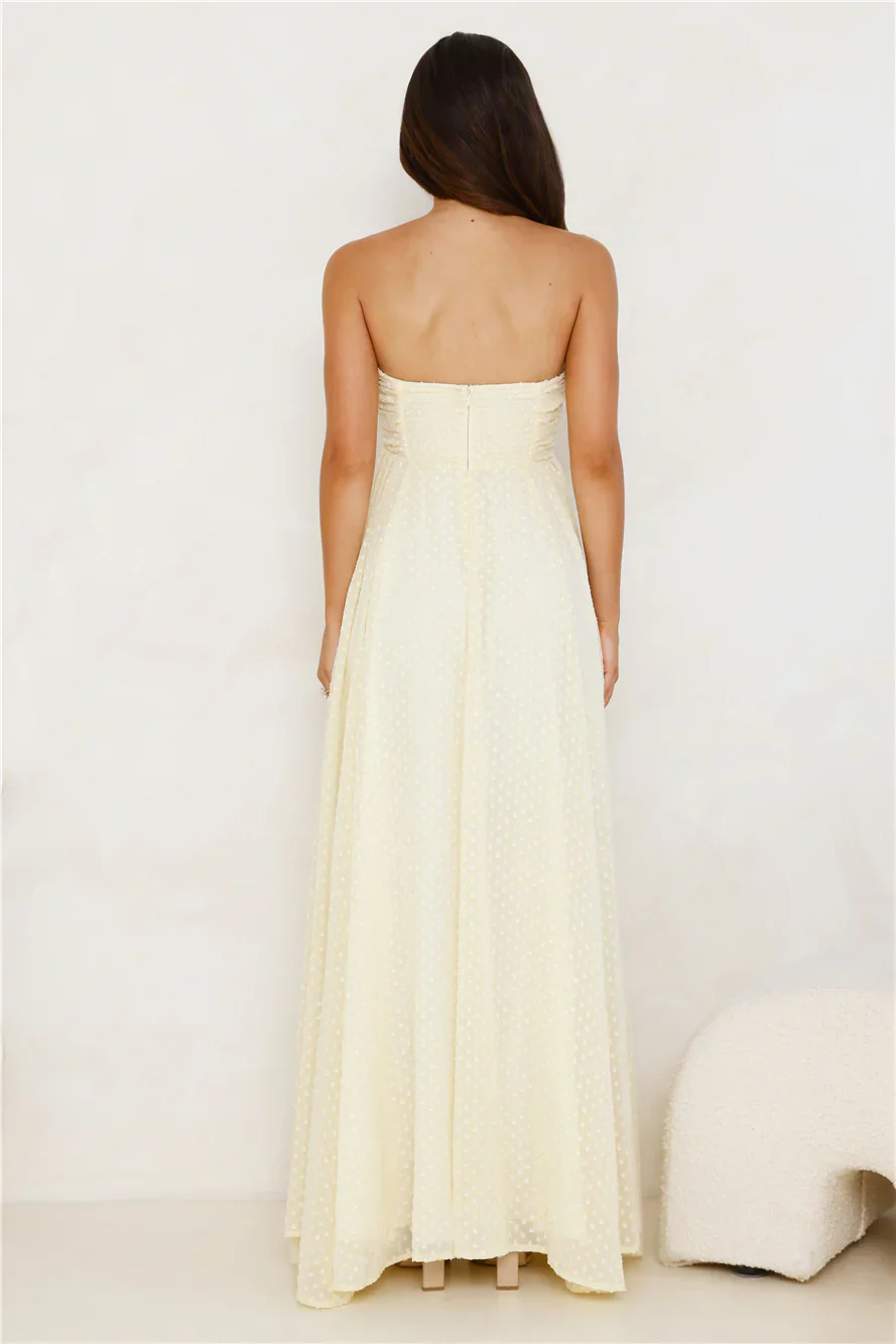 Secluded Grove Strapless Maxi Dress Yellow - luluinthesky
