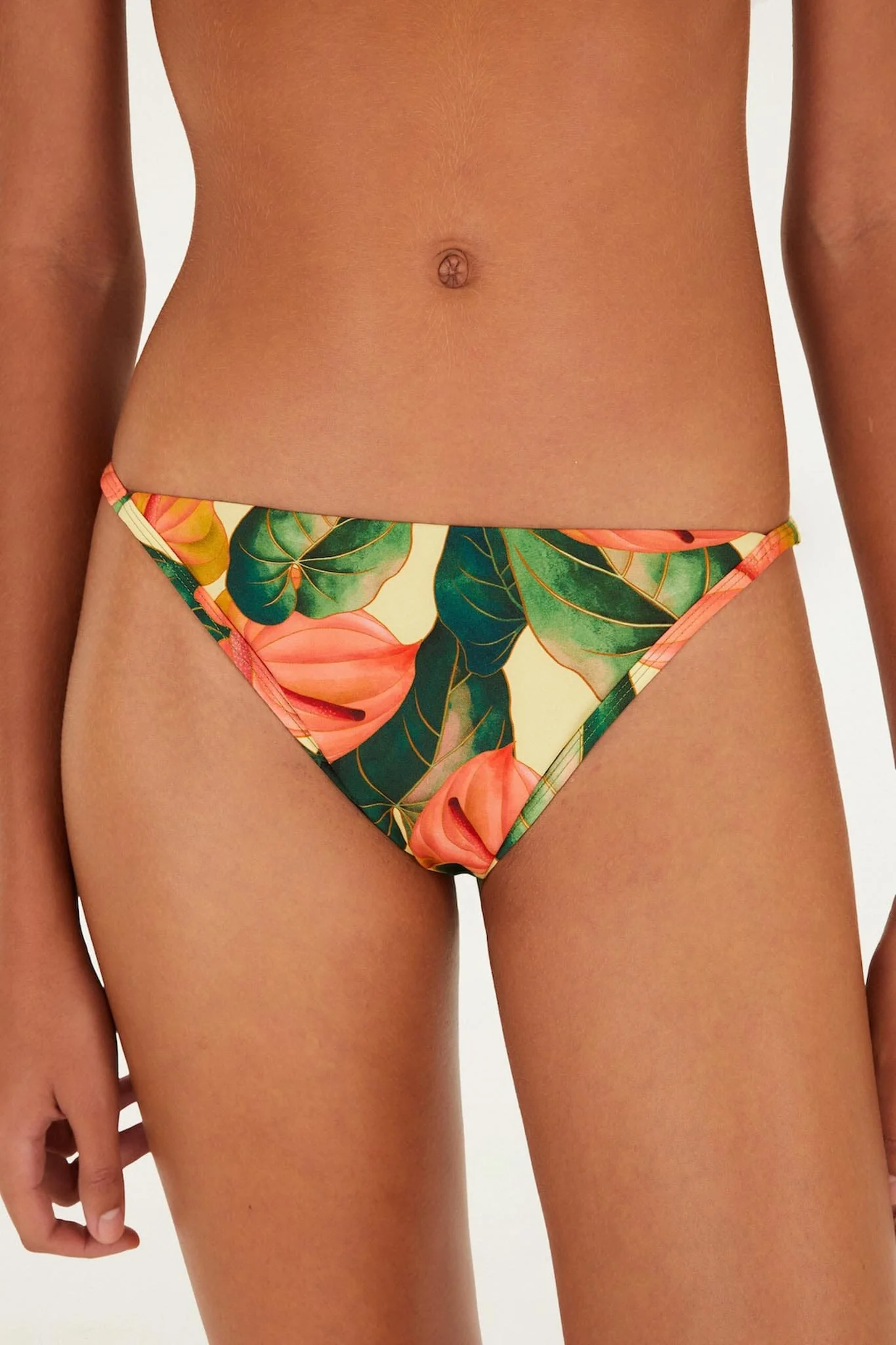 Golden Yellow Anthurium Basic Bikini Bottom