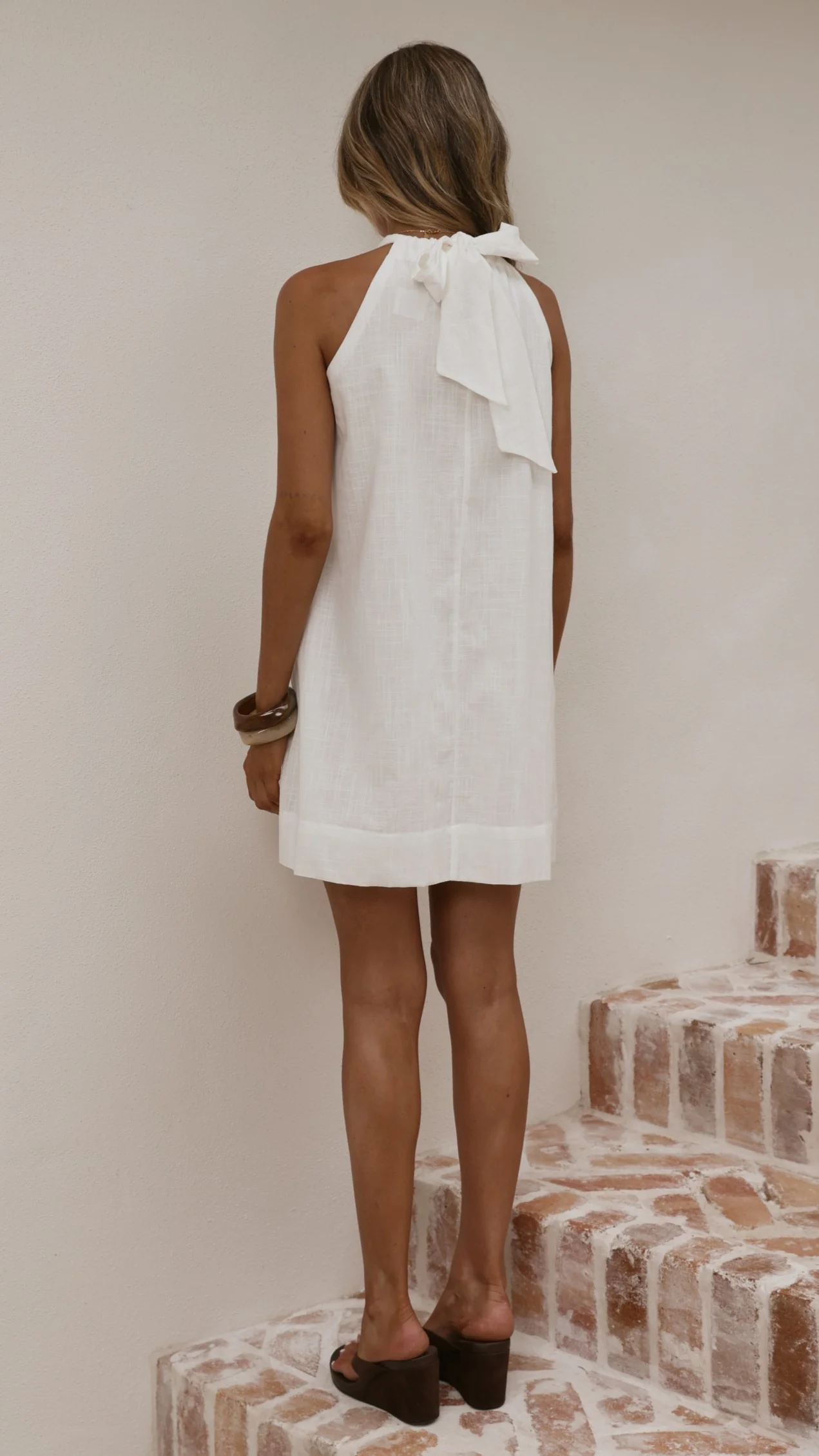 Demy Halter Mini Dress - White