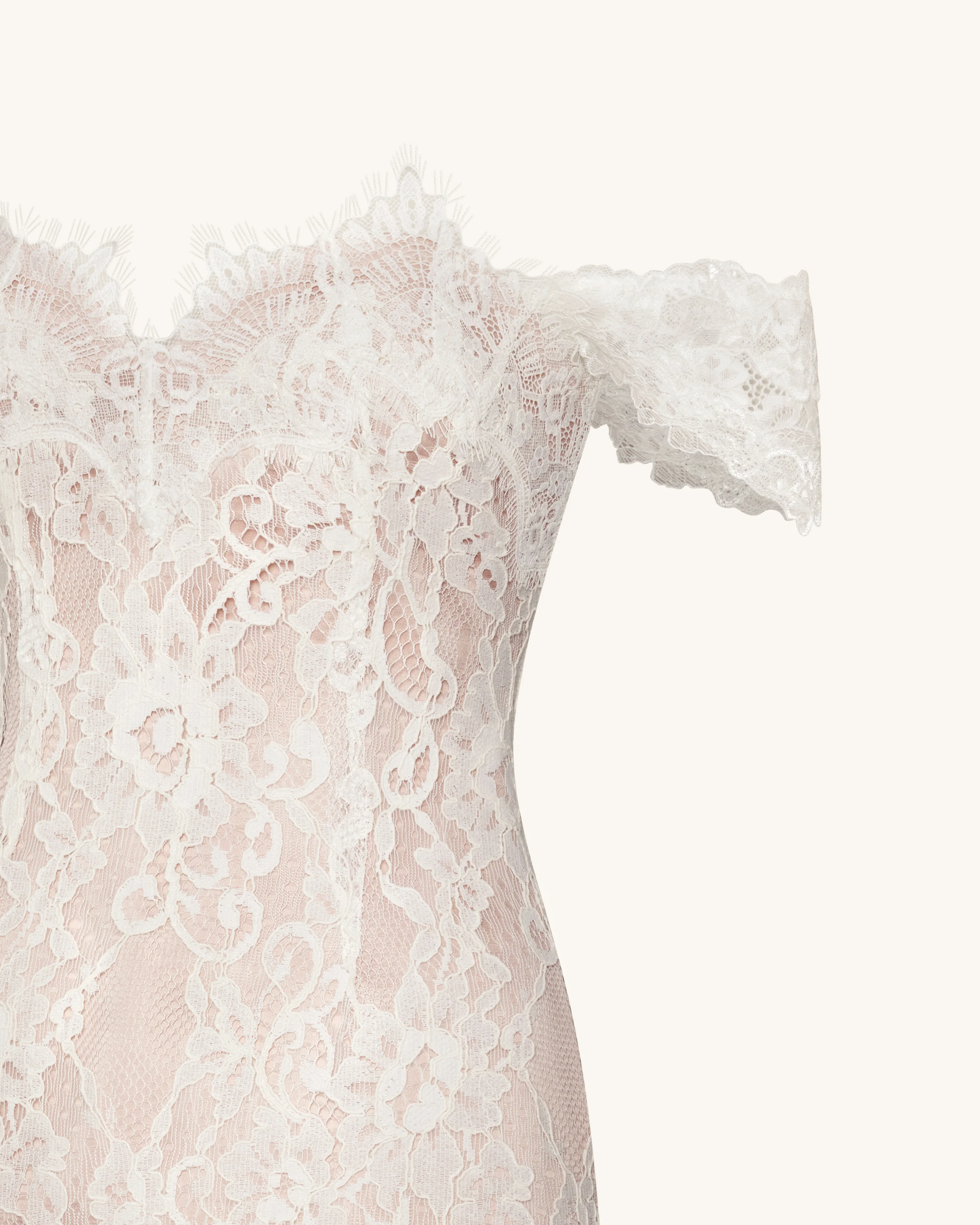 Off Shoulder Lace Mini Dress - White - FASHION NOB