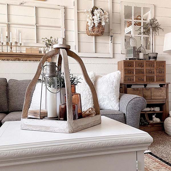 Rustic Wood Cloche Inspired Lanterns, Set of 2