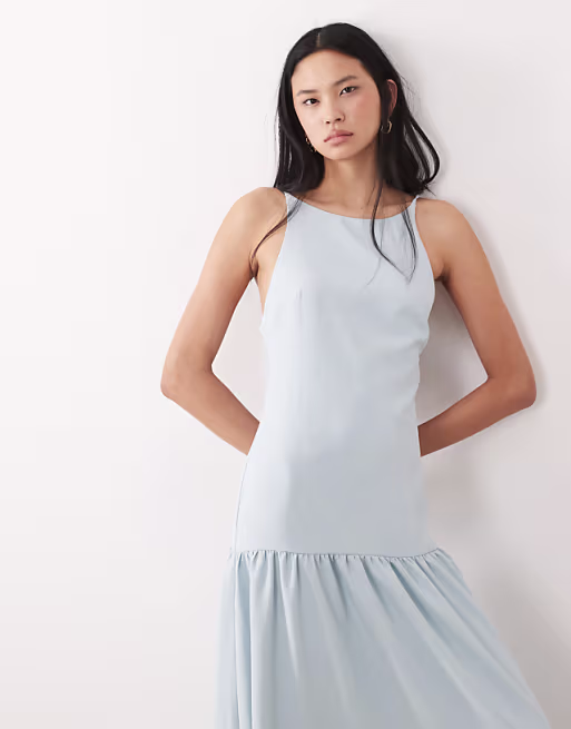 Tall cami scoop neck drop waist maxi dress in light blue