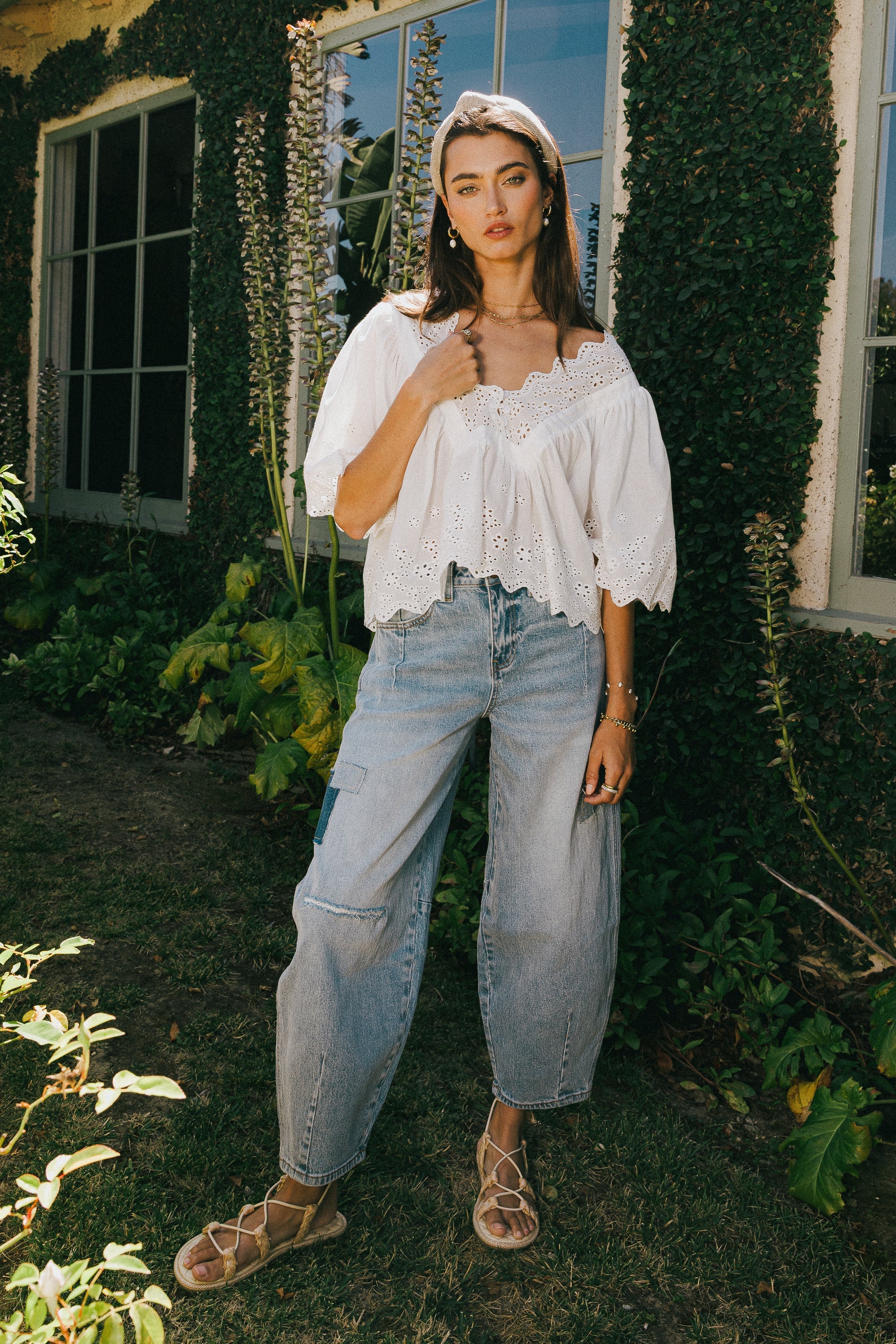 Faye Embroidered Blouse in White