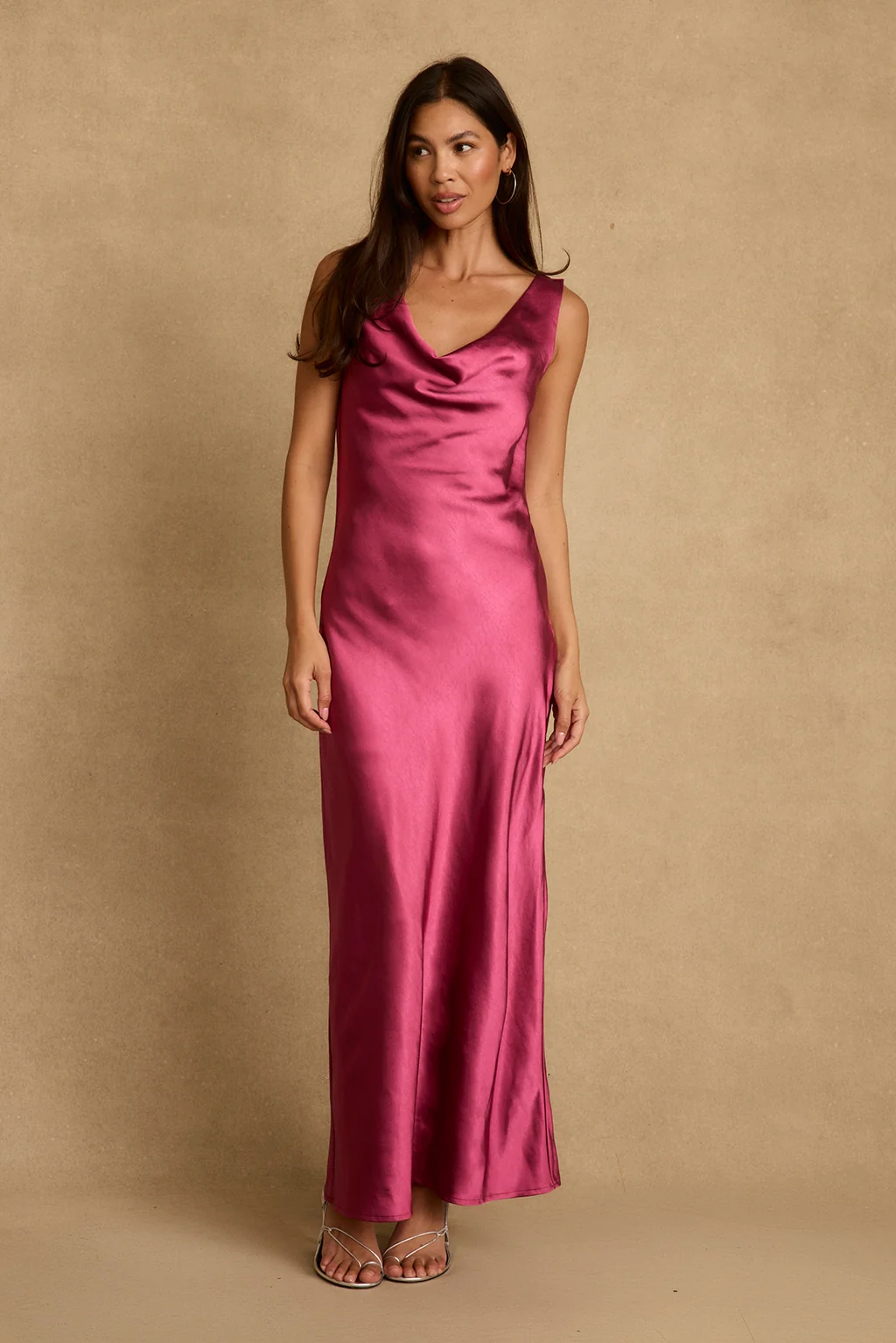 Dolce Fuchsia Satin Maxi Dress