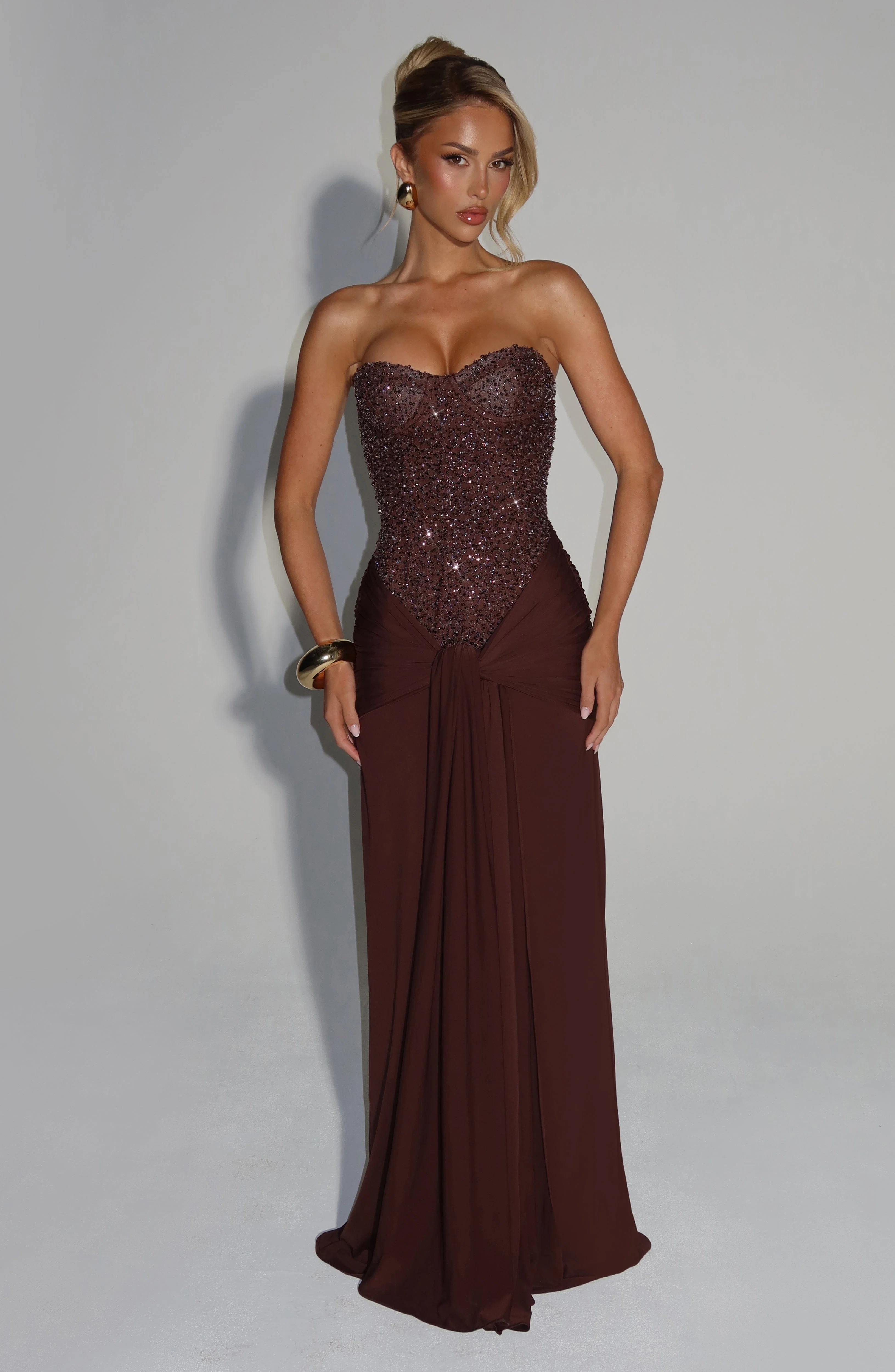Carina Maxi Dress - Plum Brown