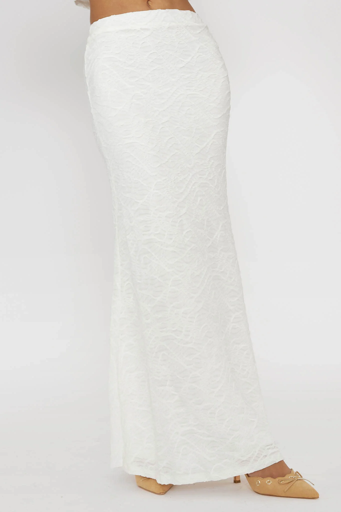 Chat Me Up Embellished Maxi Skirt White