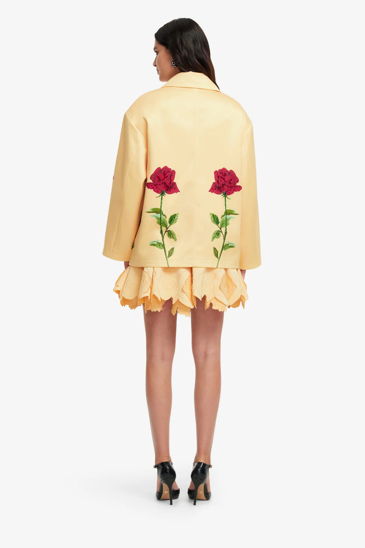 Leyna Embellished Rose Jacket - Butter