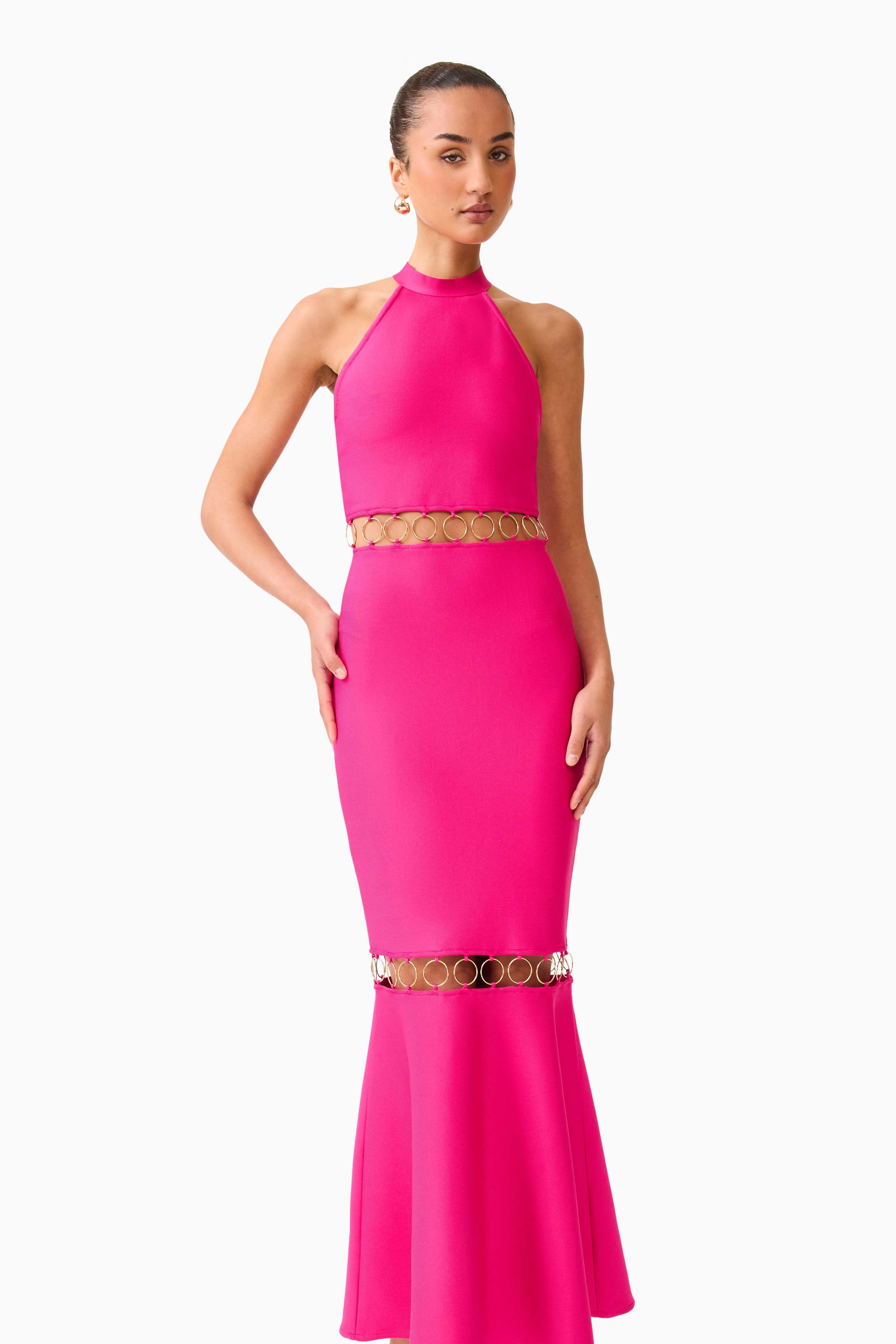 Naomi Halter Gown in Raspberry Pink