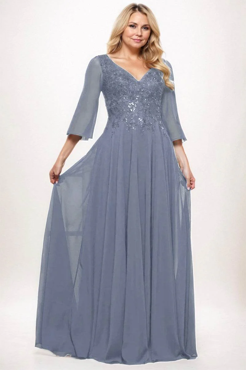 A-Line Maxi Chiffon Mother Dress CM0254