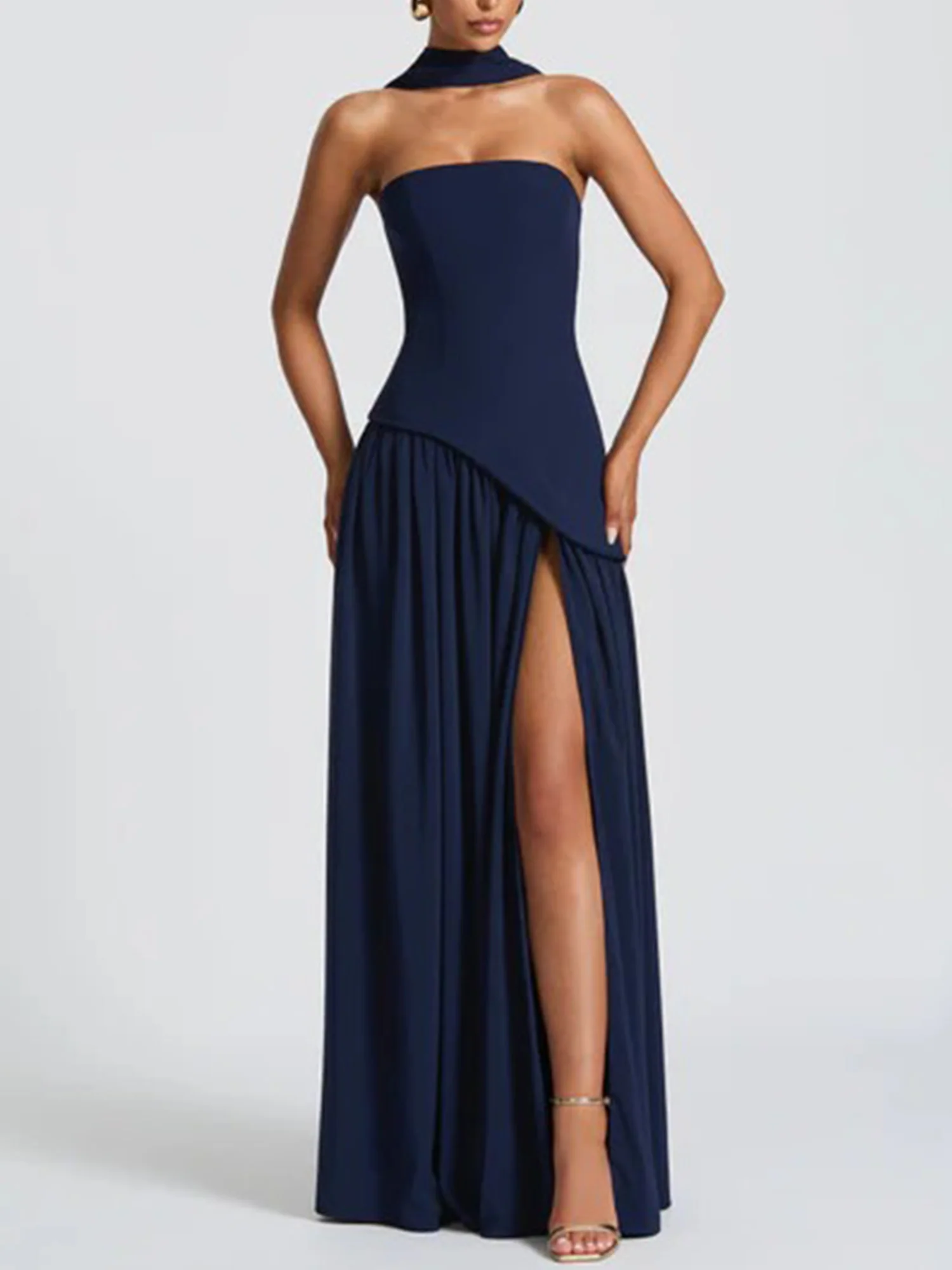 Slit Veil Maxi Dress