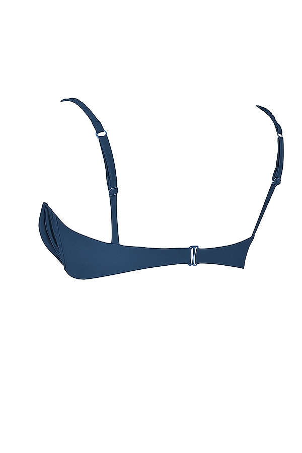Deep Blue Ruched Bikini Top