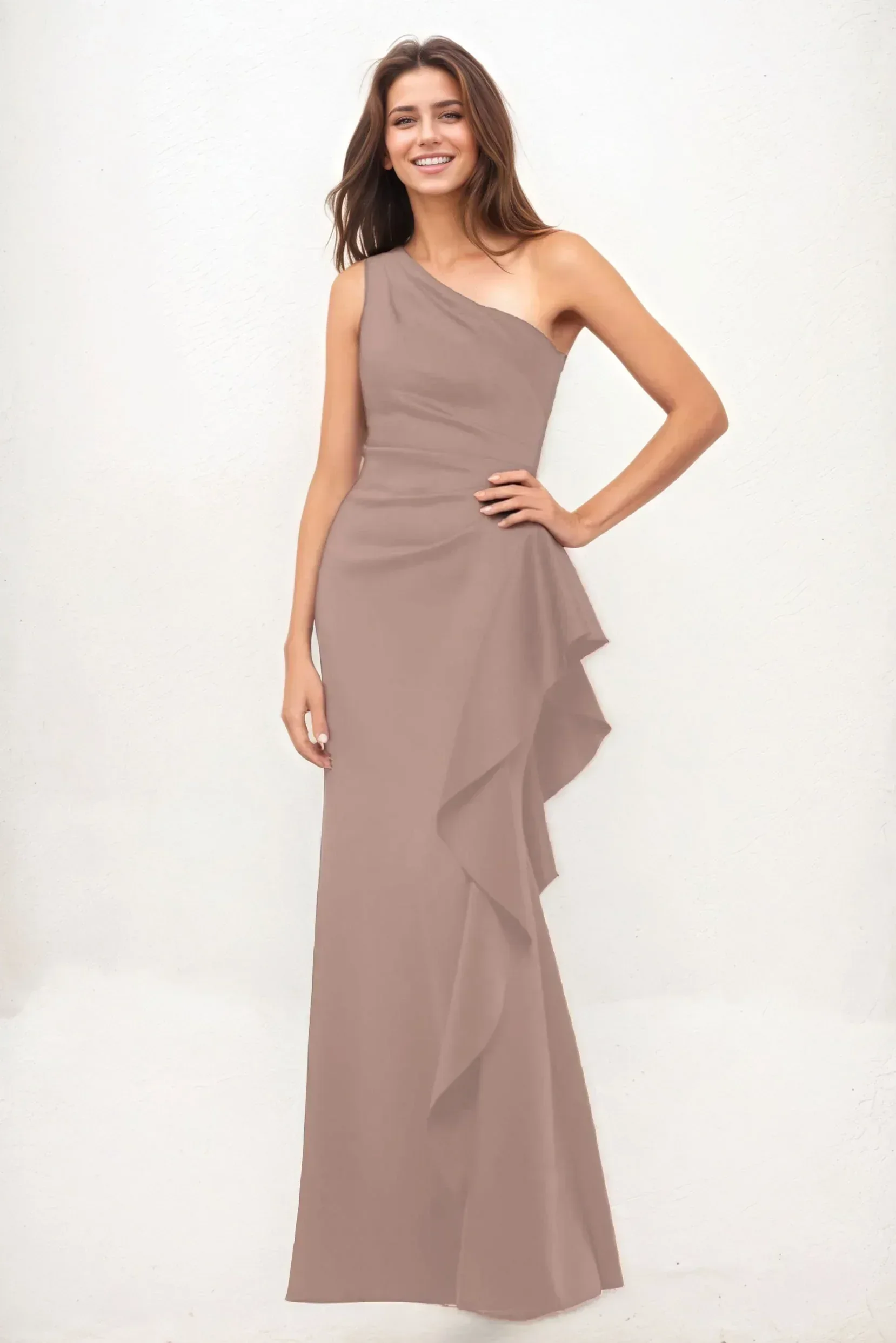 Sheath-Column Maxi Luxe Satin Wedding Guest Dress CG0287