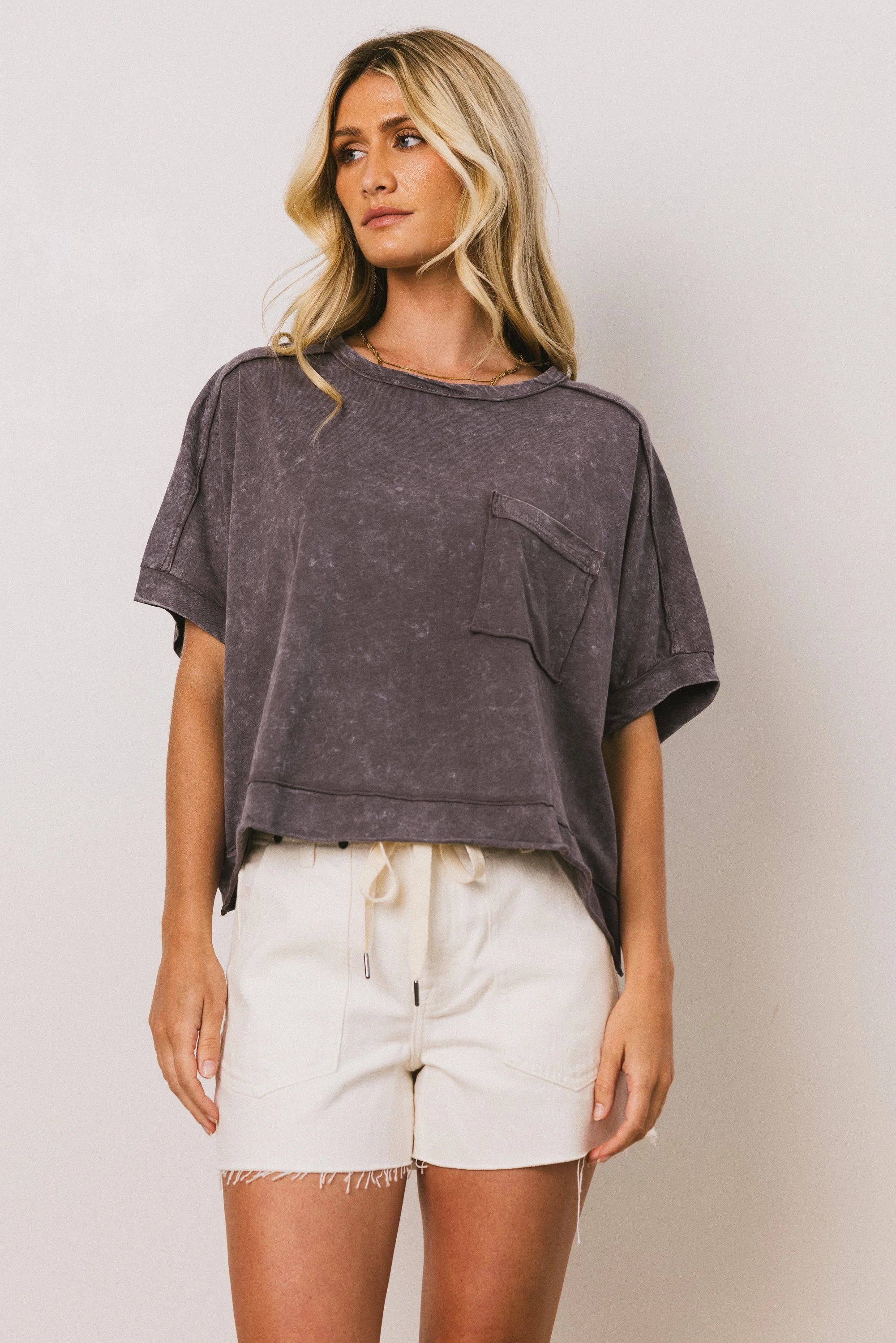 Ria Boxy Tee in Charcoal
