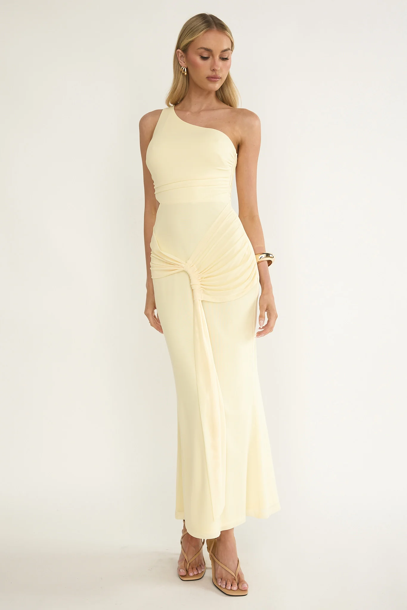 Luli One-Shoulder Cut-Out Maxi Dress Yellow
