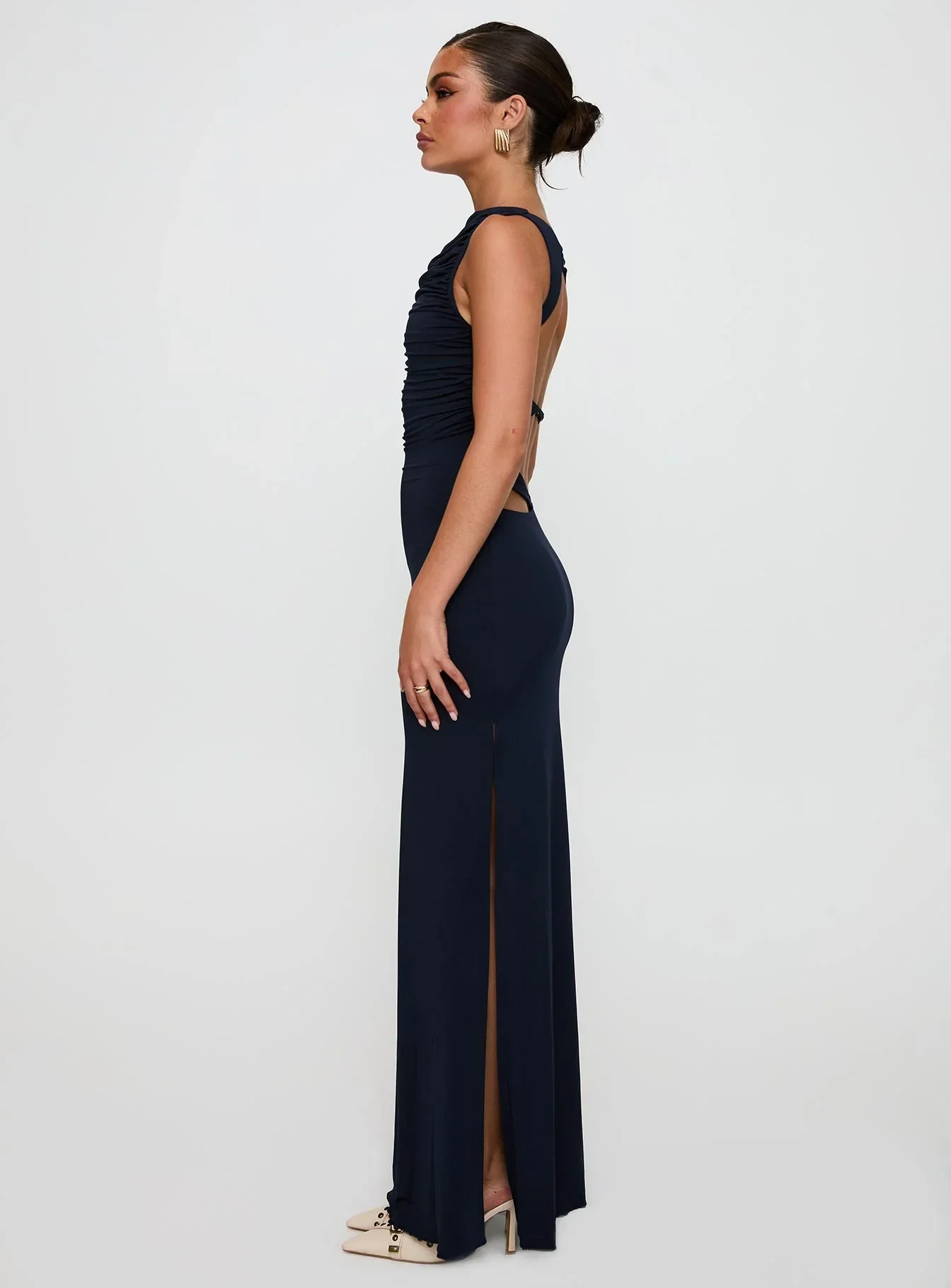 Undeniable Cut Out Maxi Dress Navy - luluinthesky
