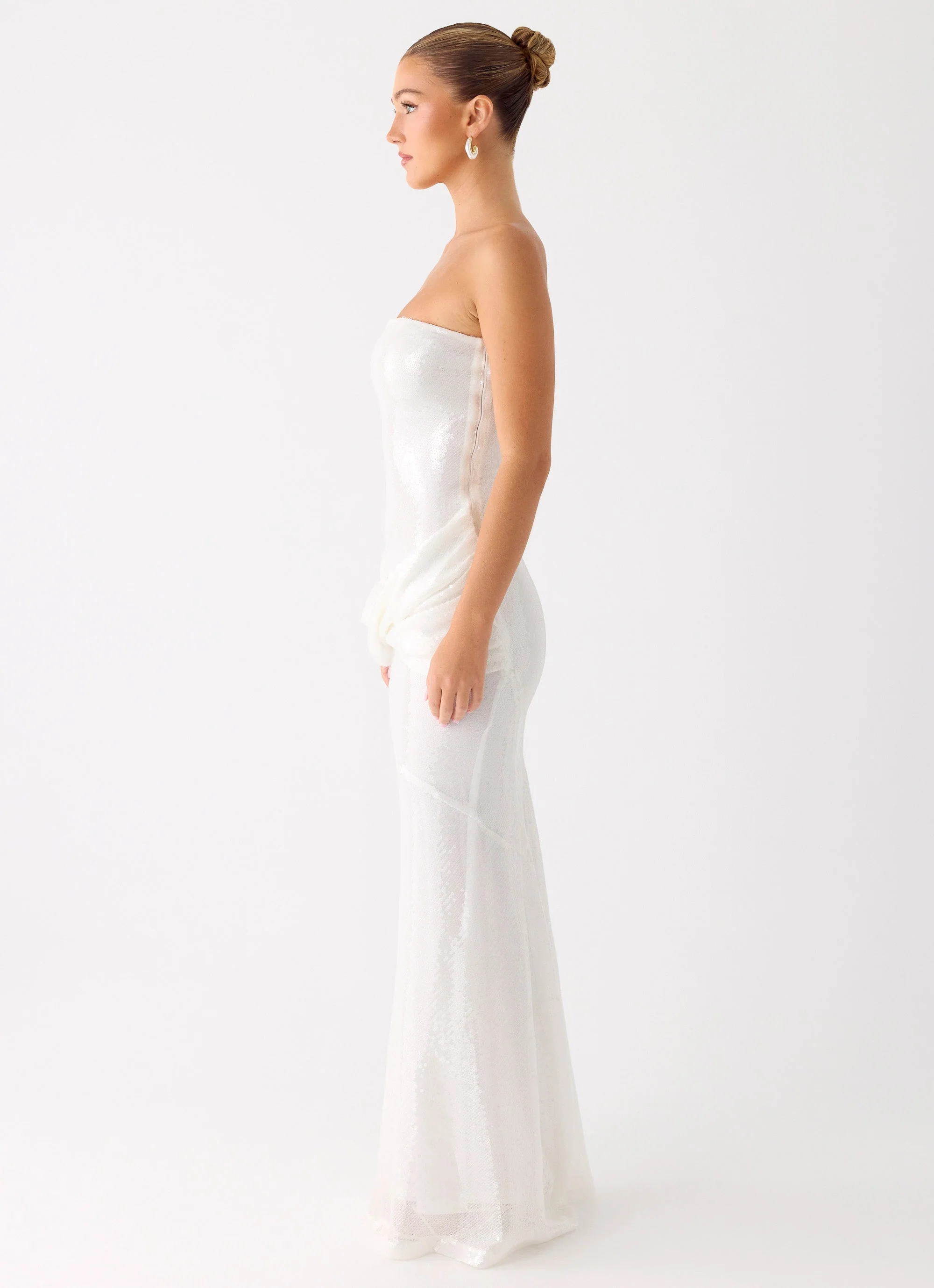 Anticipating Sequin Maxi Dress - White - luluinthesky