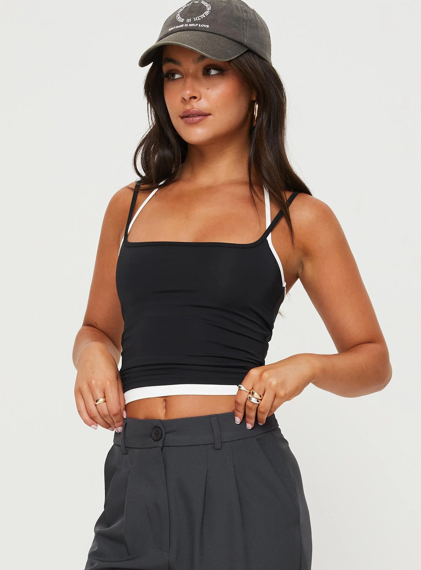 Premier Layered Tank Top Black