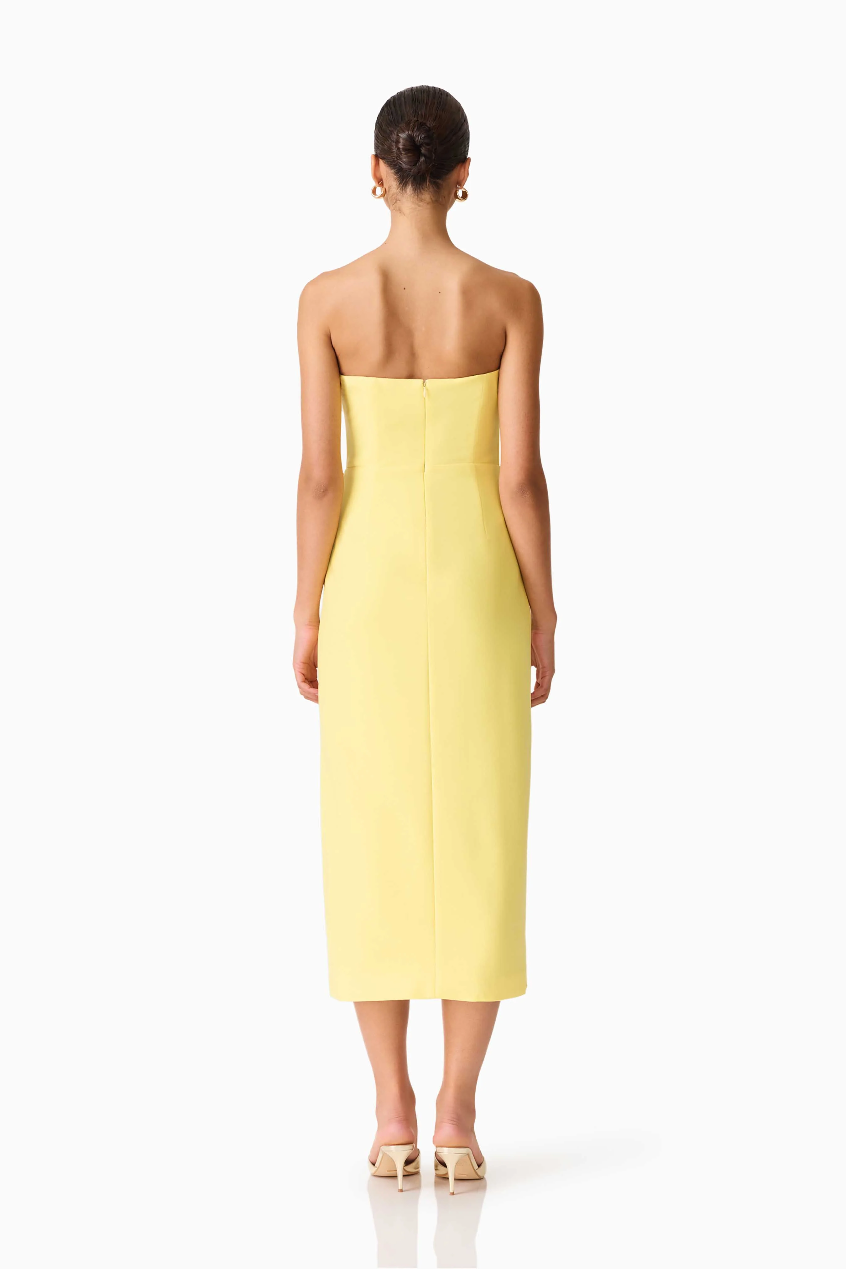 Hope Strapless Midi Dress in Yellow