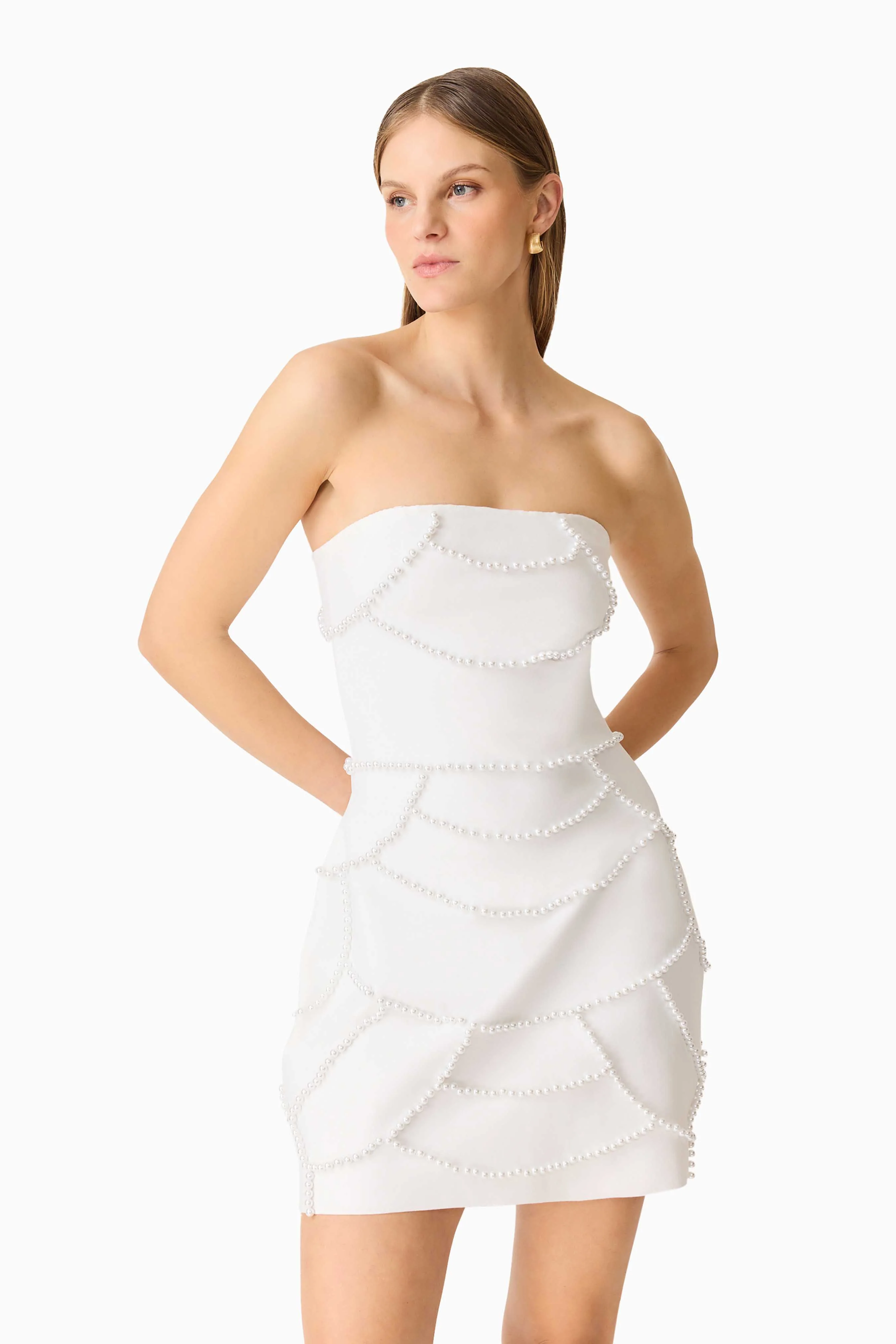 Lucine Strapless Mini Dress in White