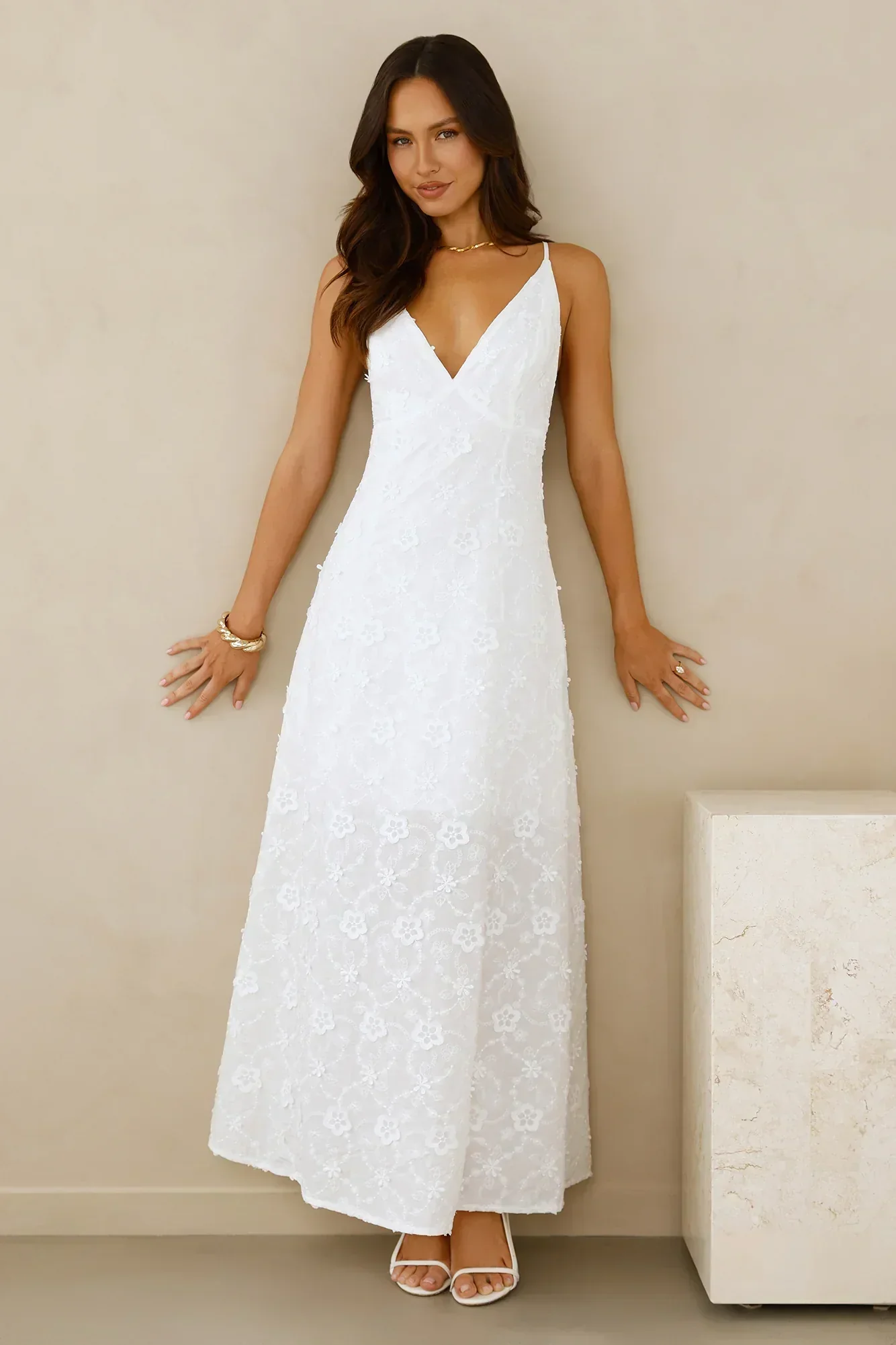 Soft Moonbeam Maxi Dress White