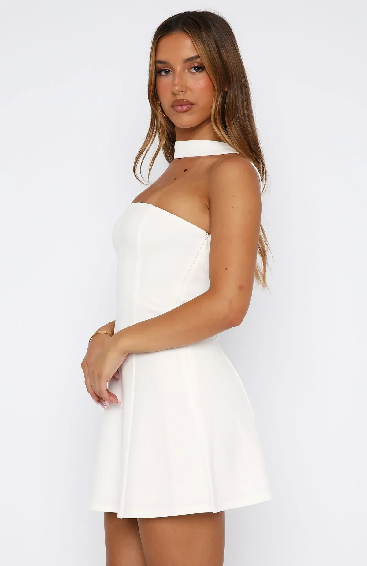 Good Graces Halter Mini Dress White - luluinthesky