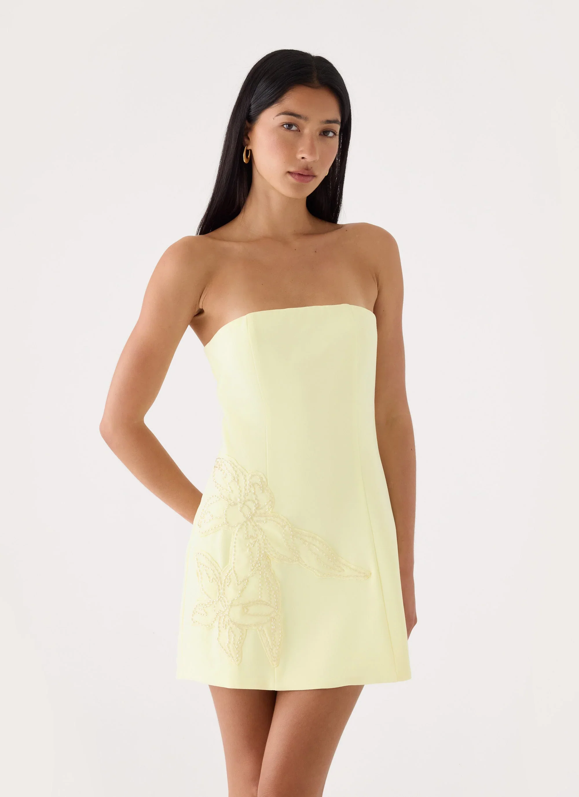 Marta Strapless Mini Dress - Yellow