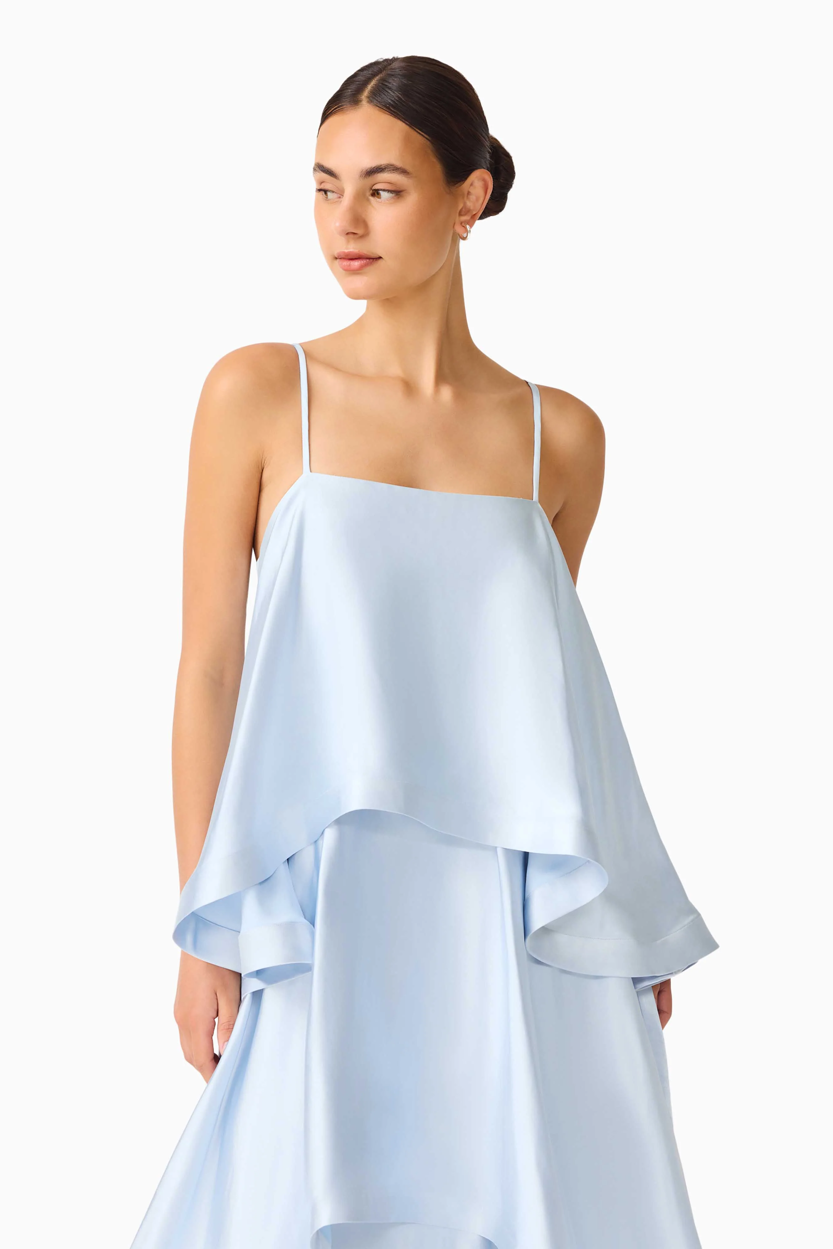 Tilly Tiered Maxi Dress in Pale Blue