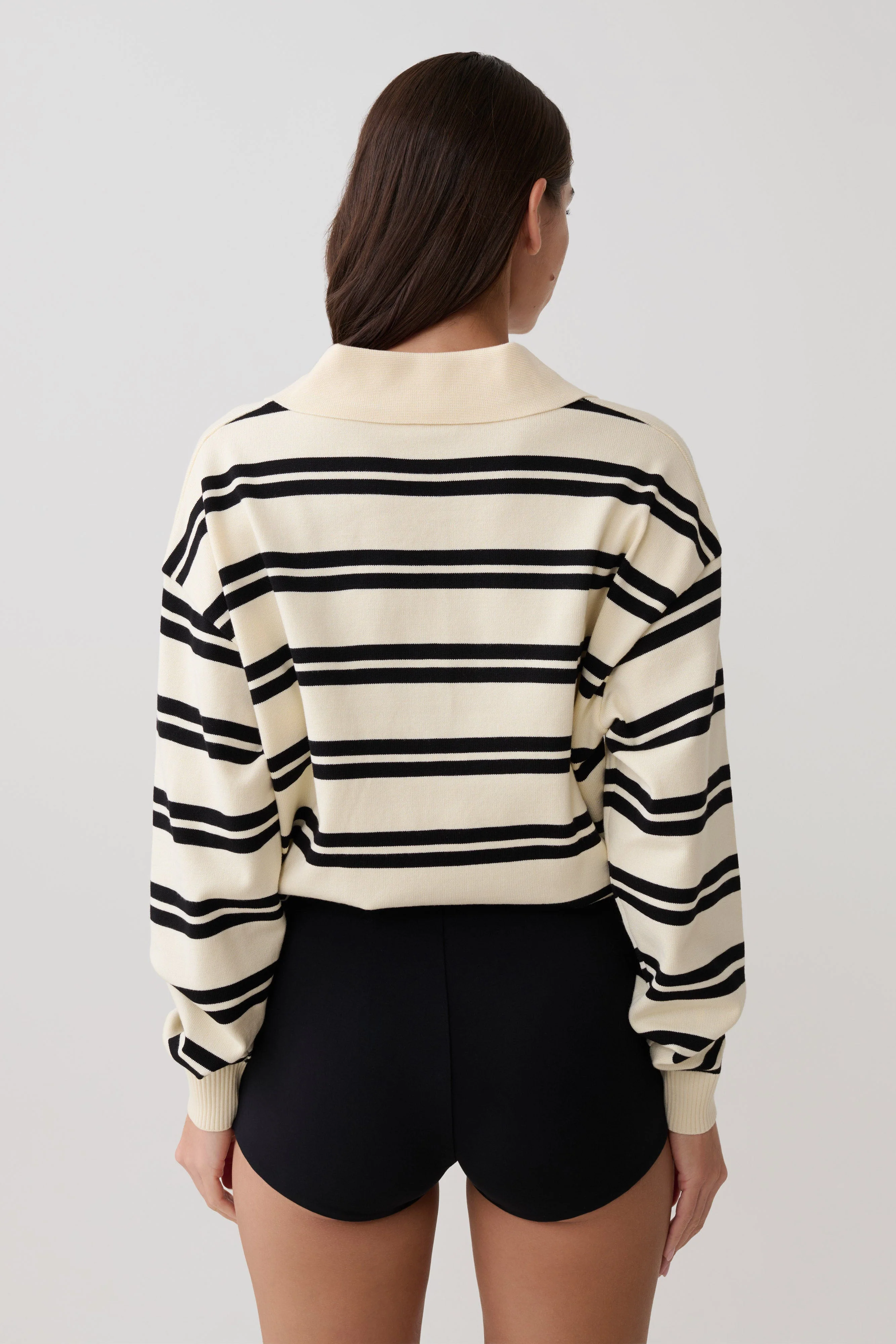 Philly Stripe Long Sleeve Knit Jumper - Ivory/Black