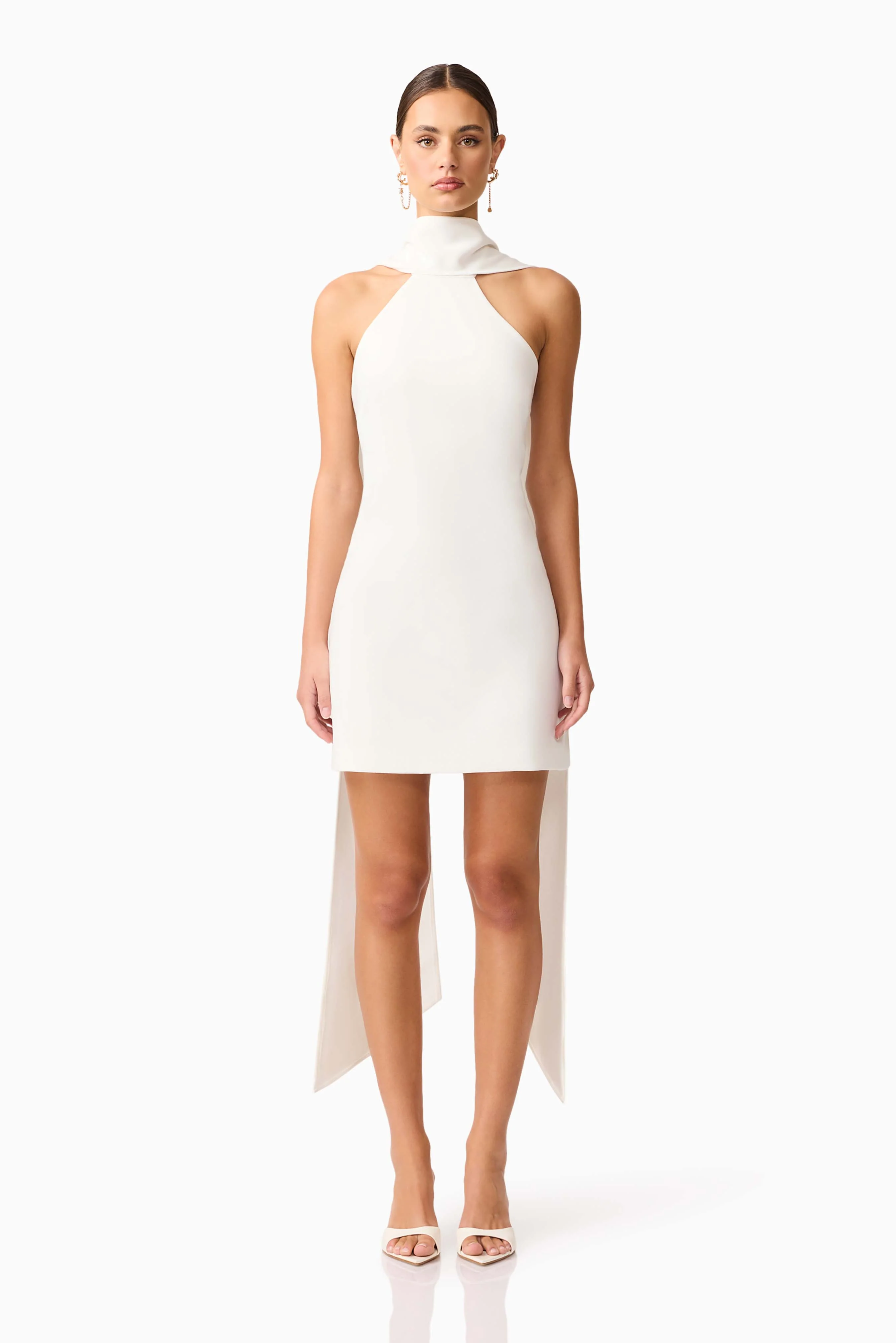 Mira Halter Mini Dress in White