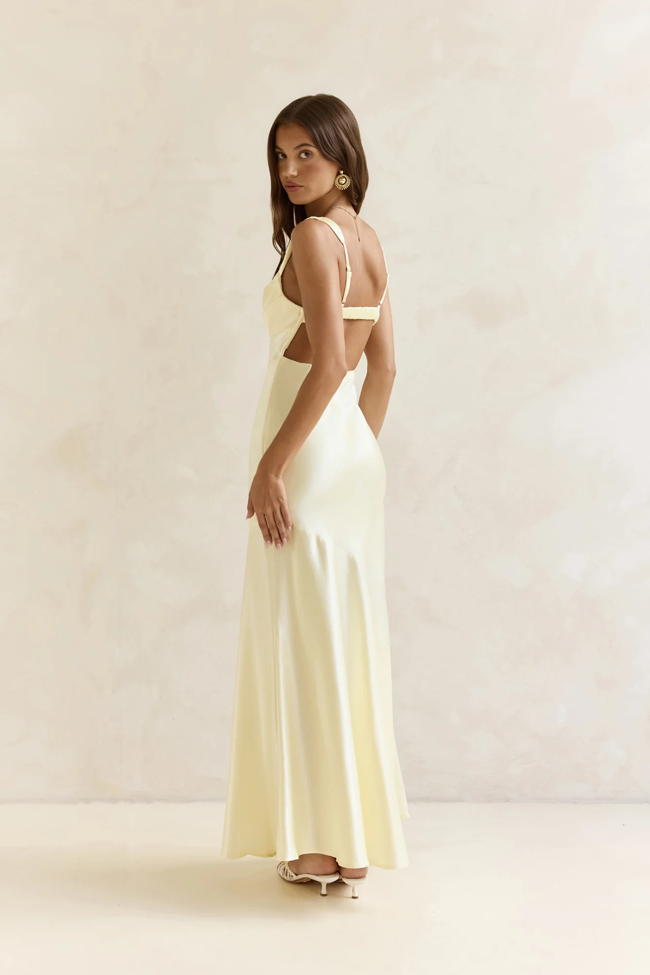 Wish From An Angel Satin Maxi Dress Yellow