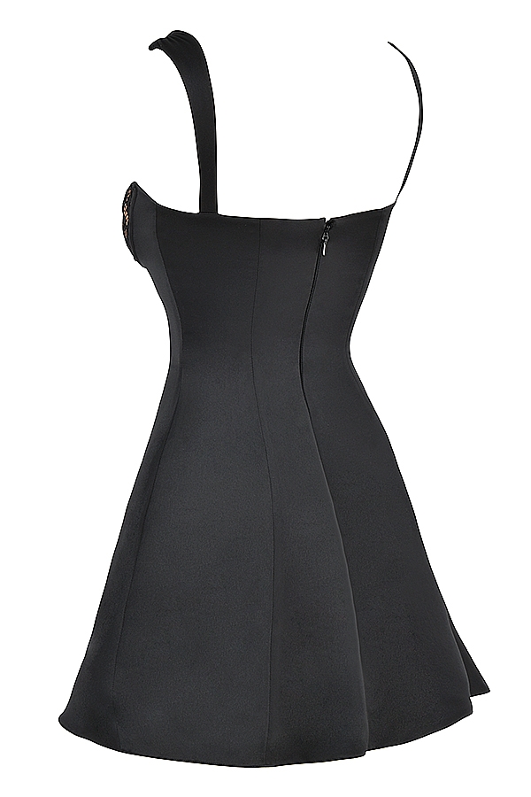Black Satin And Lace Mini Dress