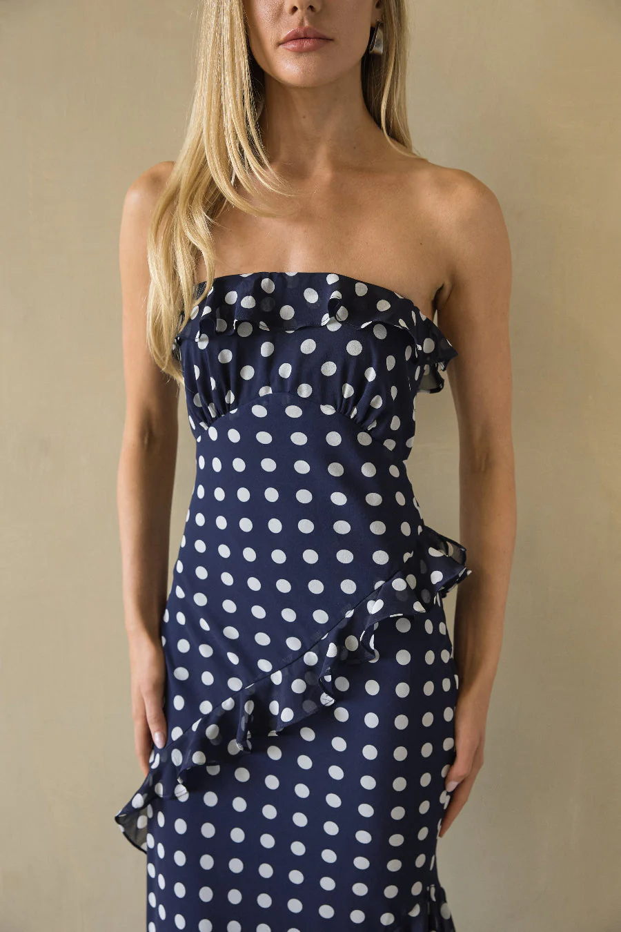 Jana Polka Dot Ruffle Maxi Dress