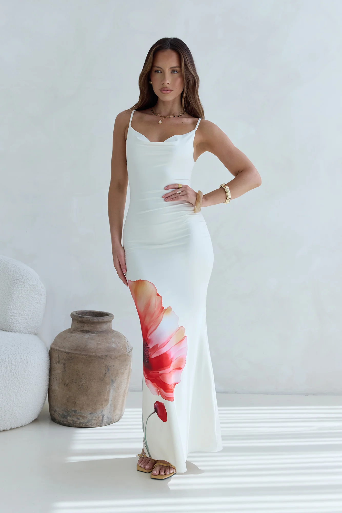Holding On Tight Maxi Dress Cream