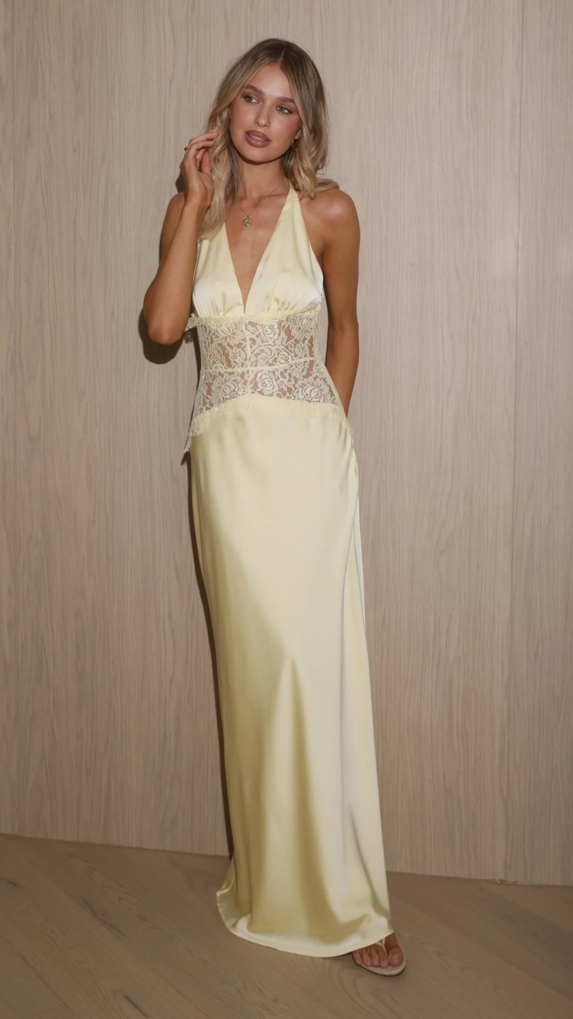 Celia Lace Maxi Dress - Yellow - luluinthesky