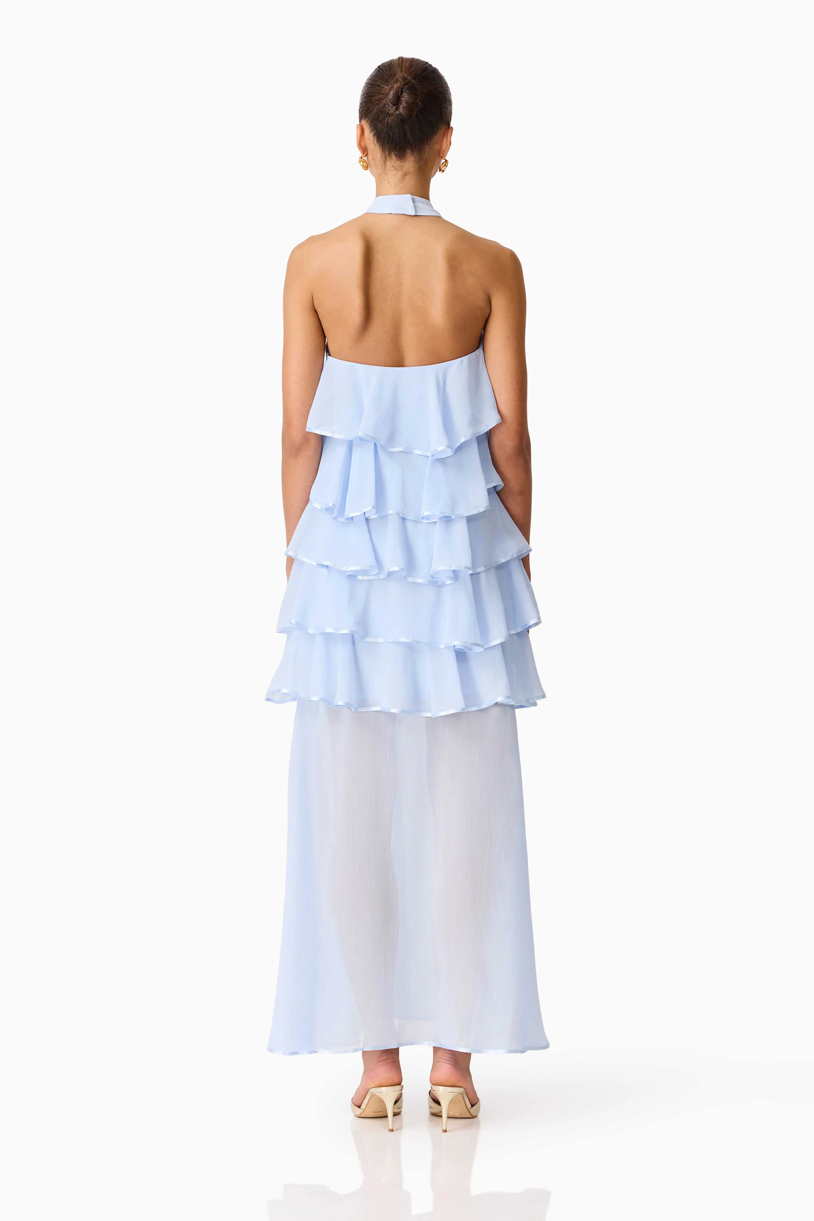 Eliane Halter Neck Maxi Dress in Blue