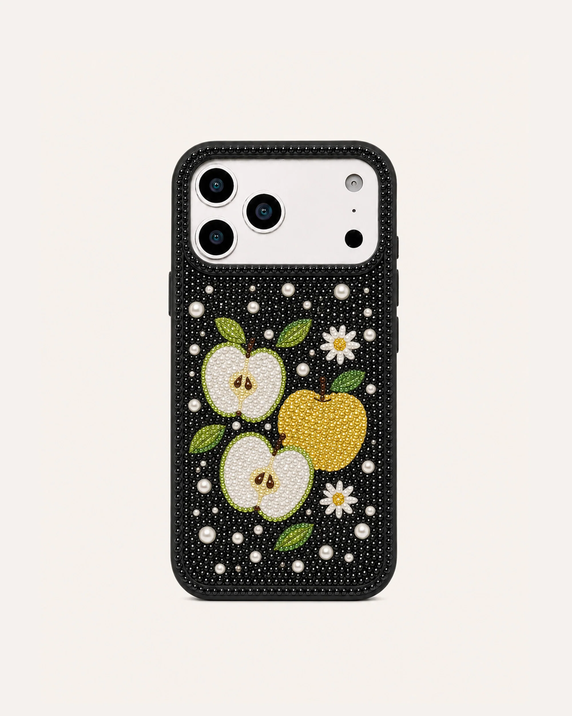 Apple Orchard Artificial Crystal Phone Case - Black