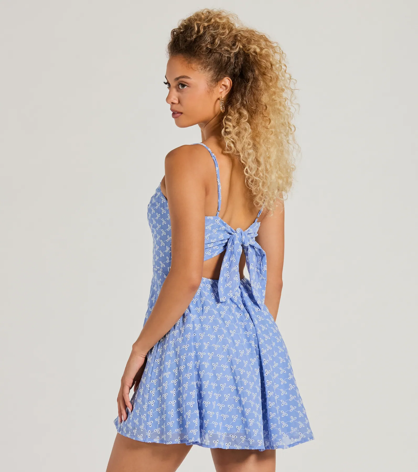 Sway With Me Eyelet Lace Skater Dress