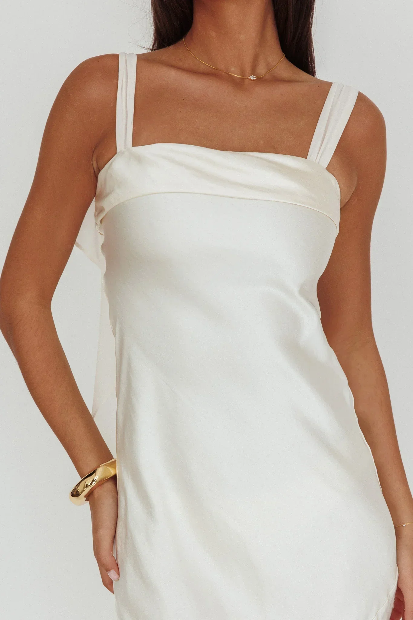 Carmel Shoulder Sash Midi Dress Oyster - luluinthesky