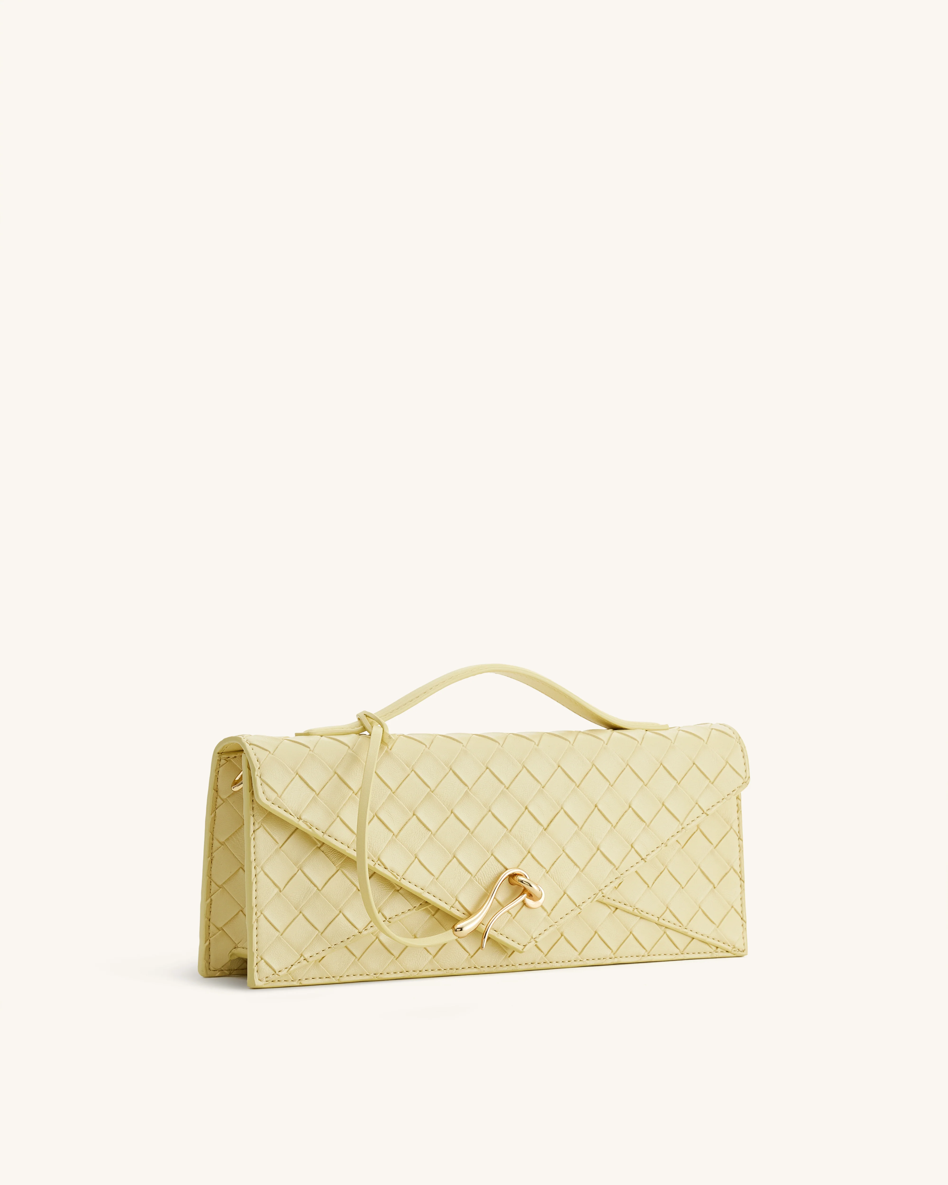 Celeste Woven Textured Envelope Top Handle Bag - Yellow