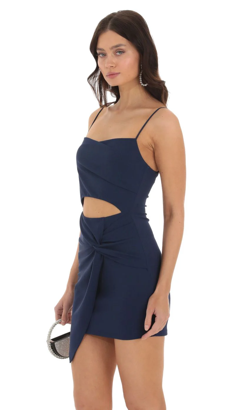 Twist Cutout Dress in Navy - luluinthesky