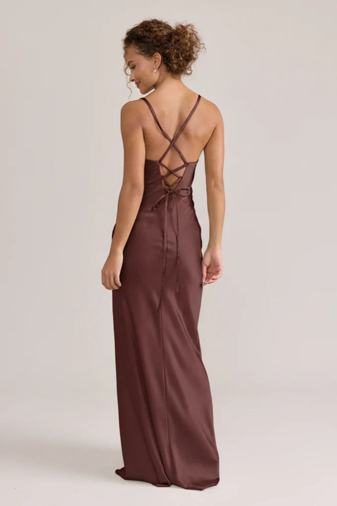 Ellapink Satin Dress | Ready To Ship | Mahogany