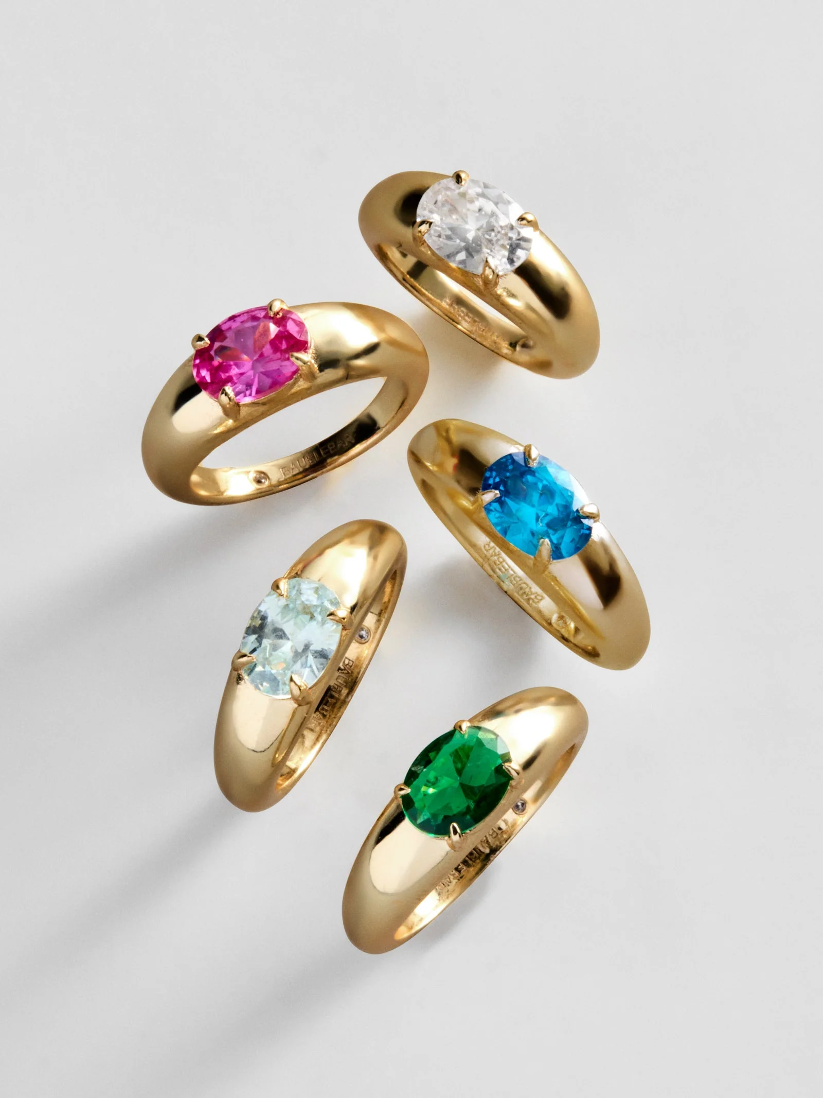 Cigar Band Custom Birthstone Ring - Gold