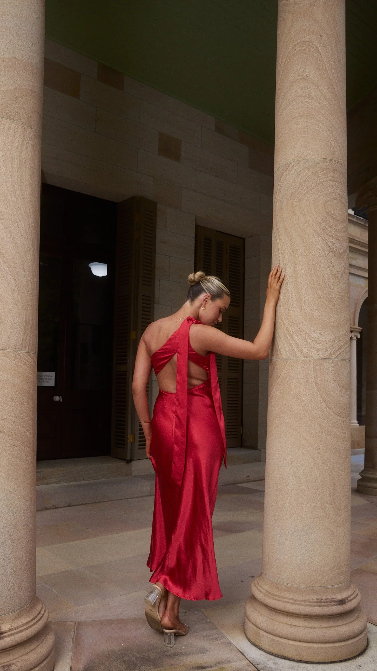 Halle One Shoulder Maxi Dress - Red