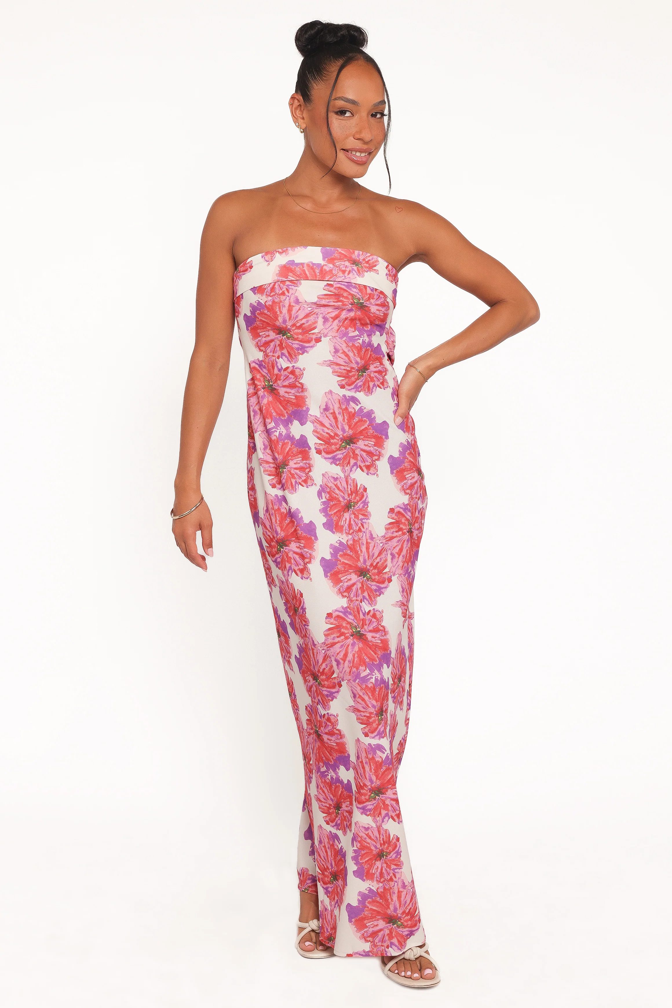 Remmie Strapless Maxi Dress - Pink Floral