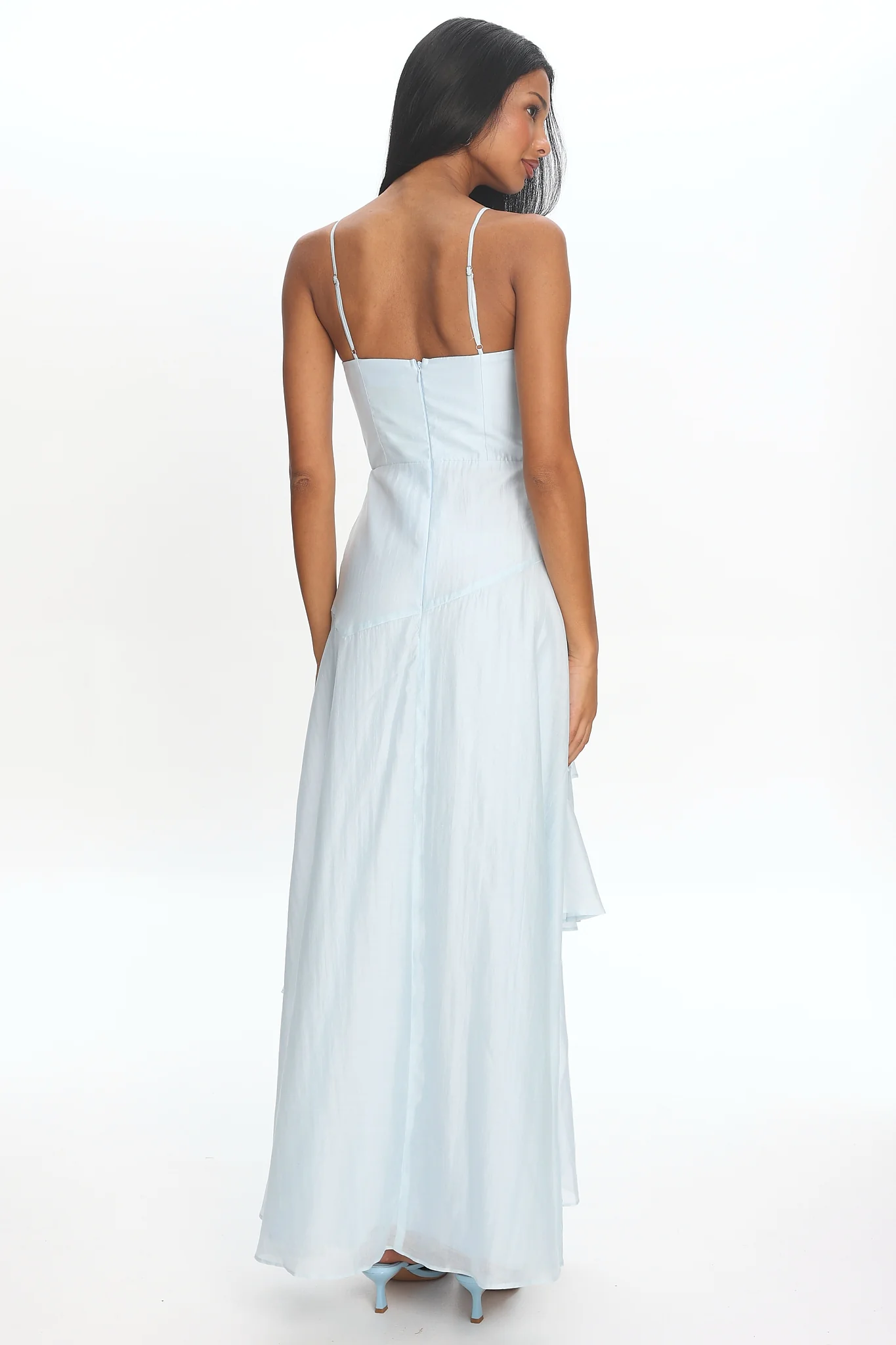 Tiered Tide Ruffle Maxi Dress Light Blue - luluinthesky