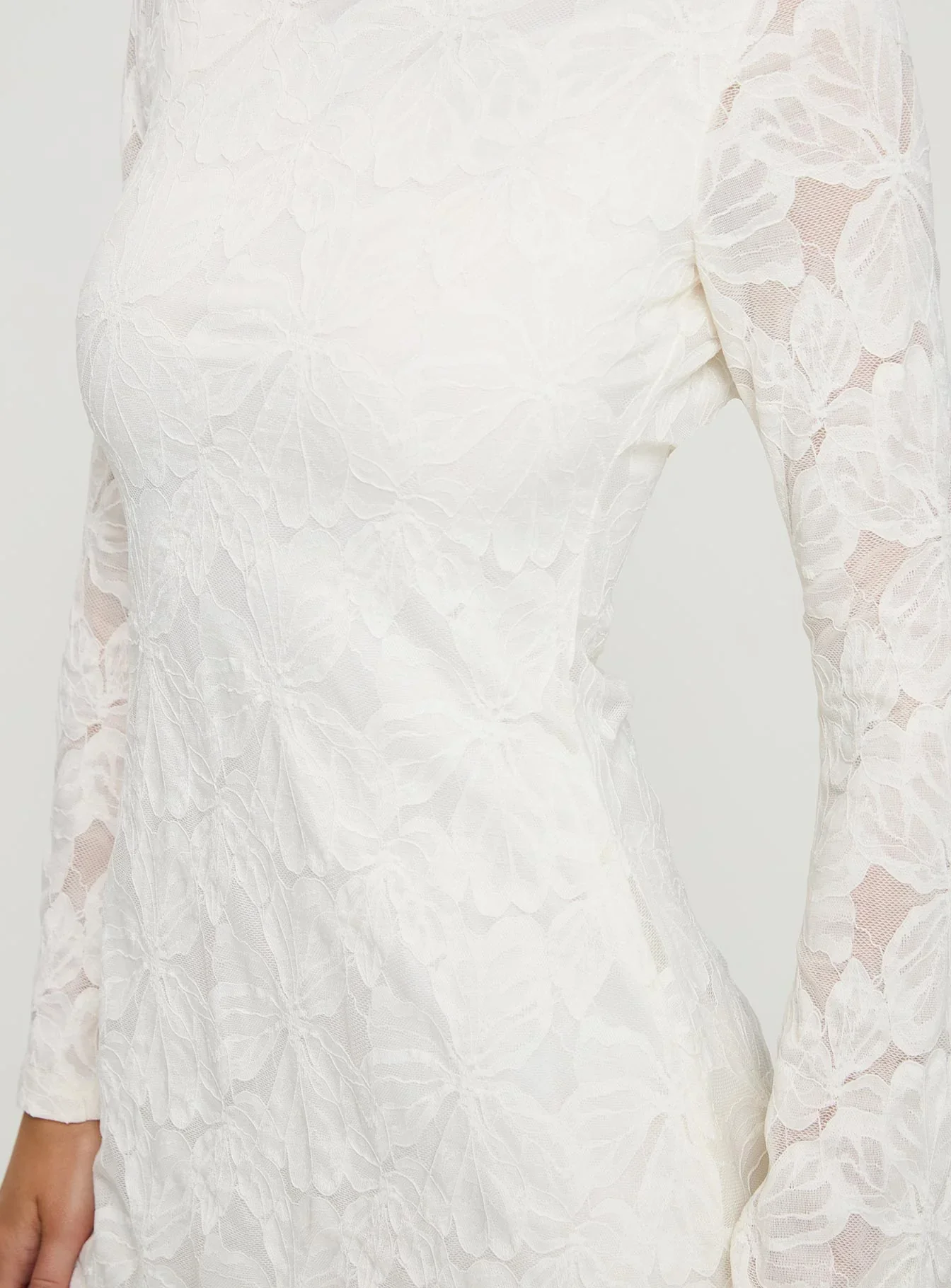 Lukea Lace Long Sleeve Mini Dress Cream - luluinthesky