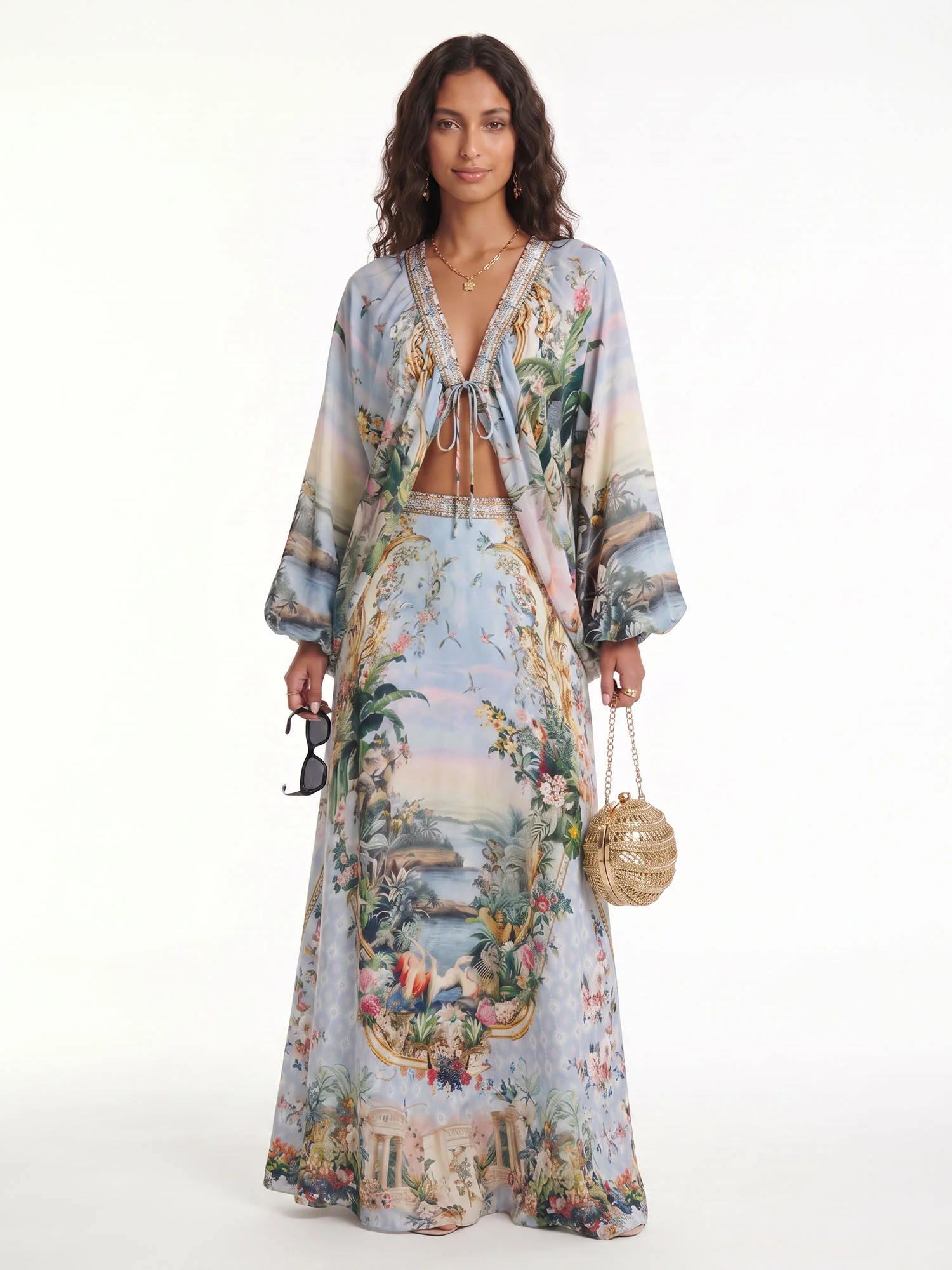 Scenic Print Maxi Skirt